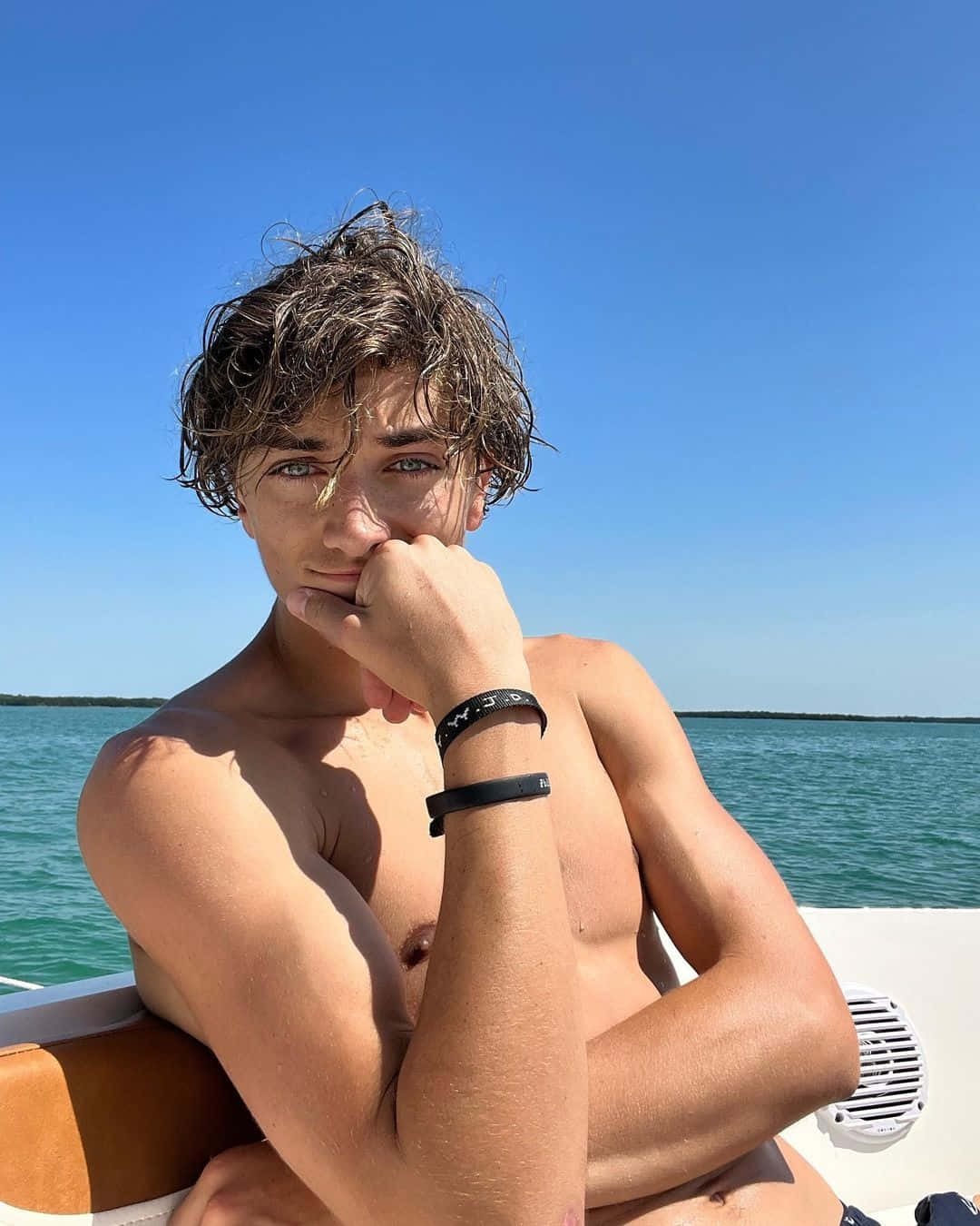 Gavin Casalegno, boat, clear blue sky, HD Phone Wallpaper
