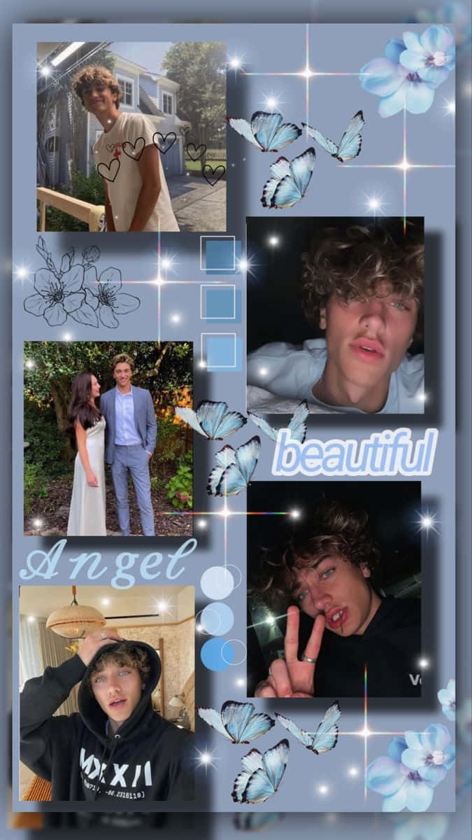 Gavin Casalegno, blue butterflies, sparkles, SD Phone Wallpaper