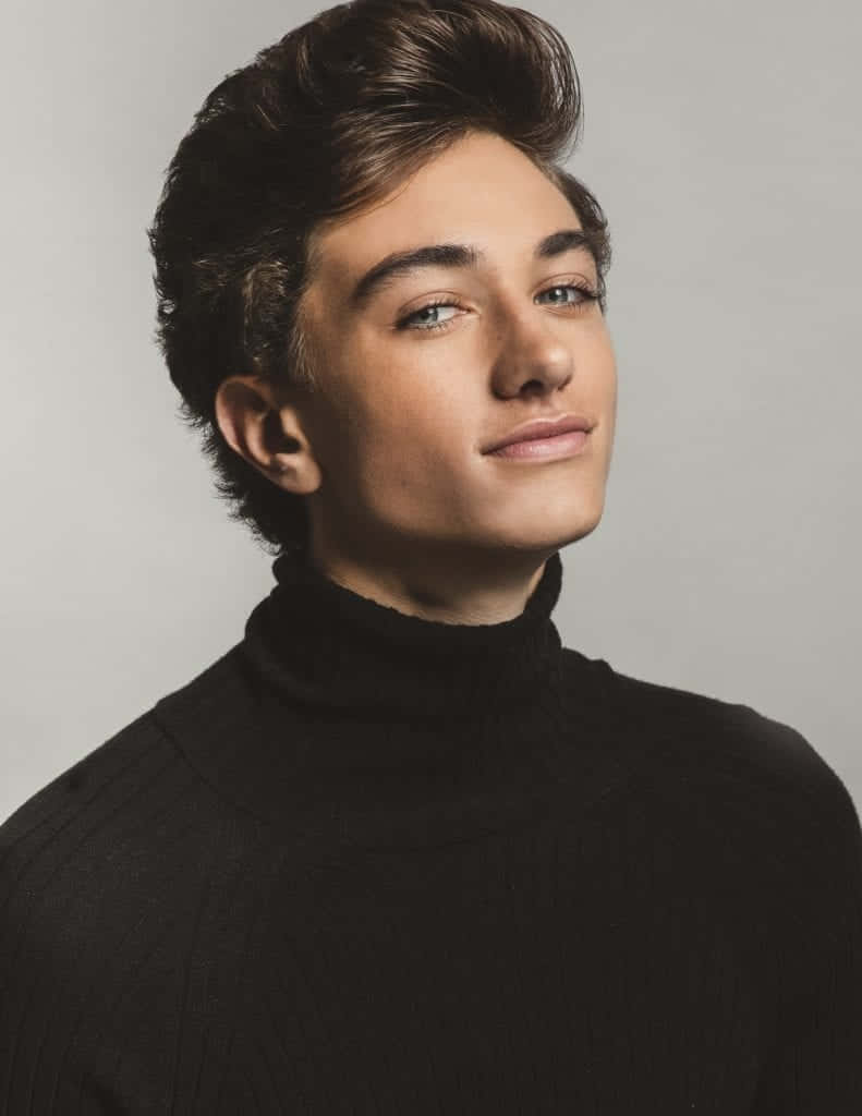 Gavin Casalegno, black turtleneck, styled brown hair, SD Phone Wallpaper