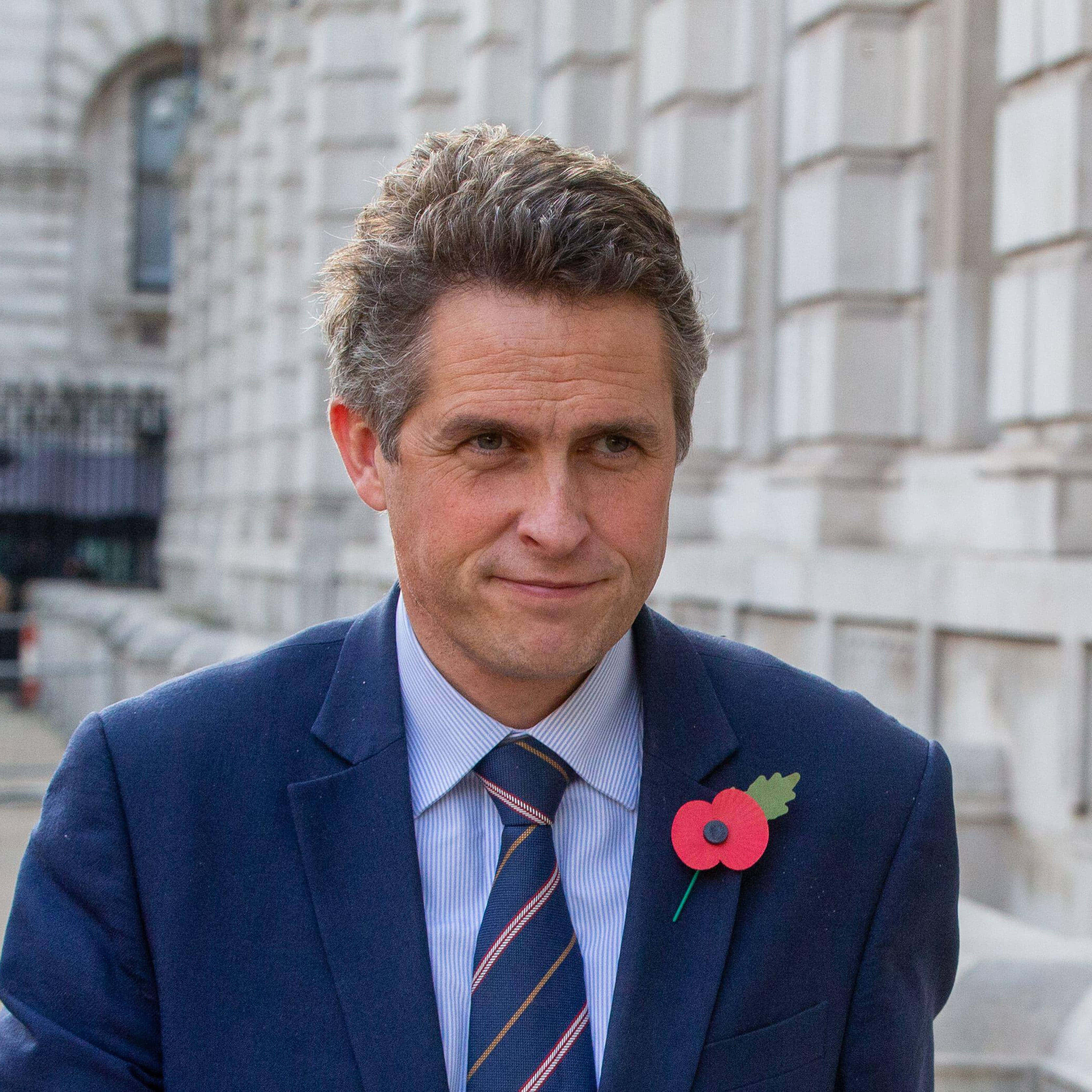 Gavin Williamson, navy suit, red poppy pin, 2K Desktop Wallpaper