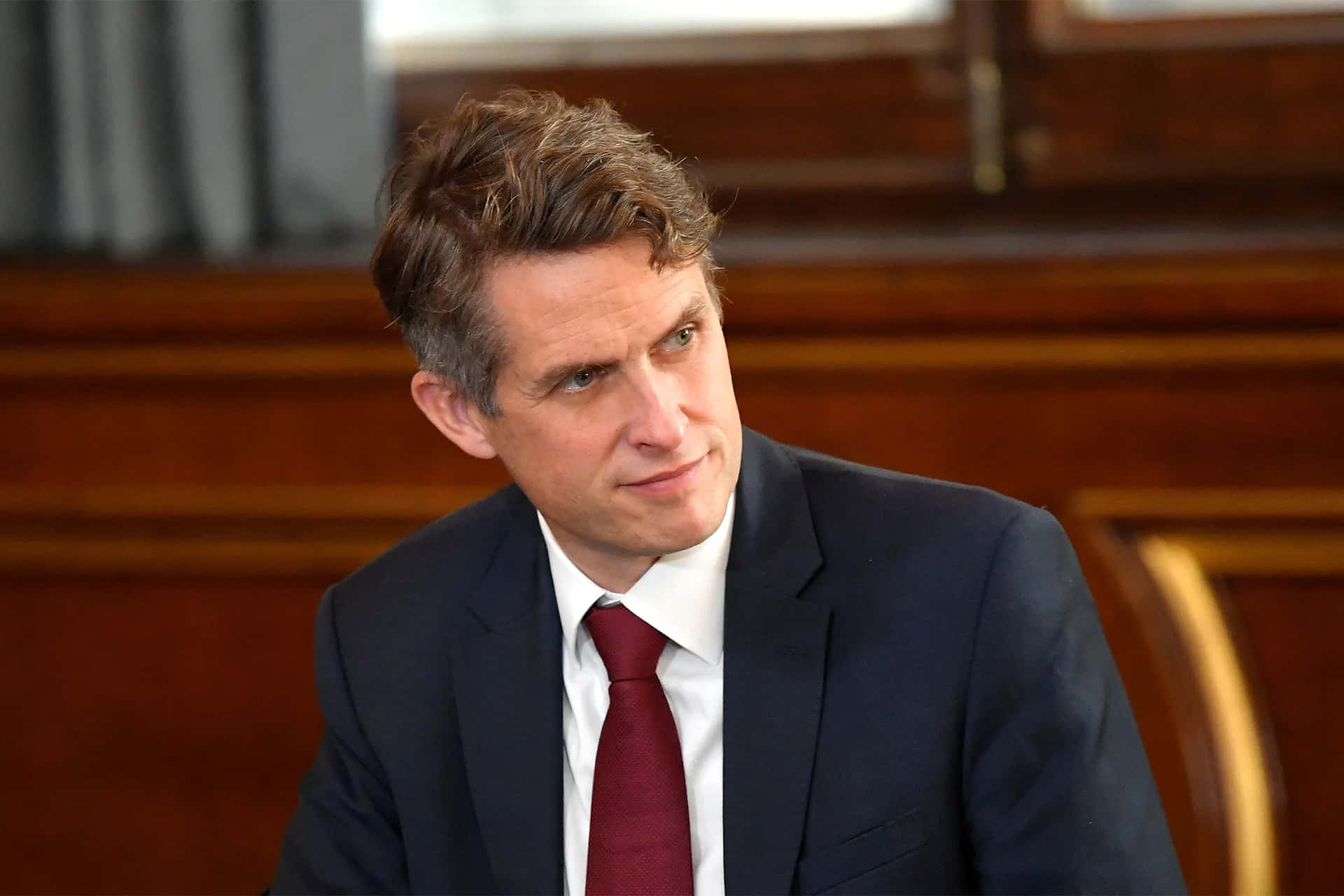 Gavin Williamson, dark suit, red tie, Full HD Desktop Wallpaper