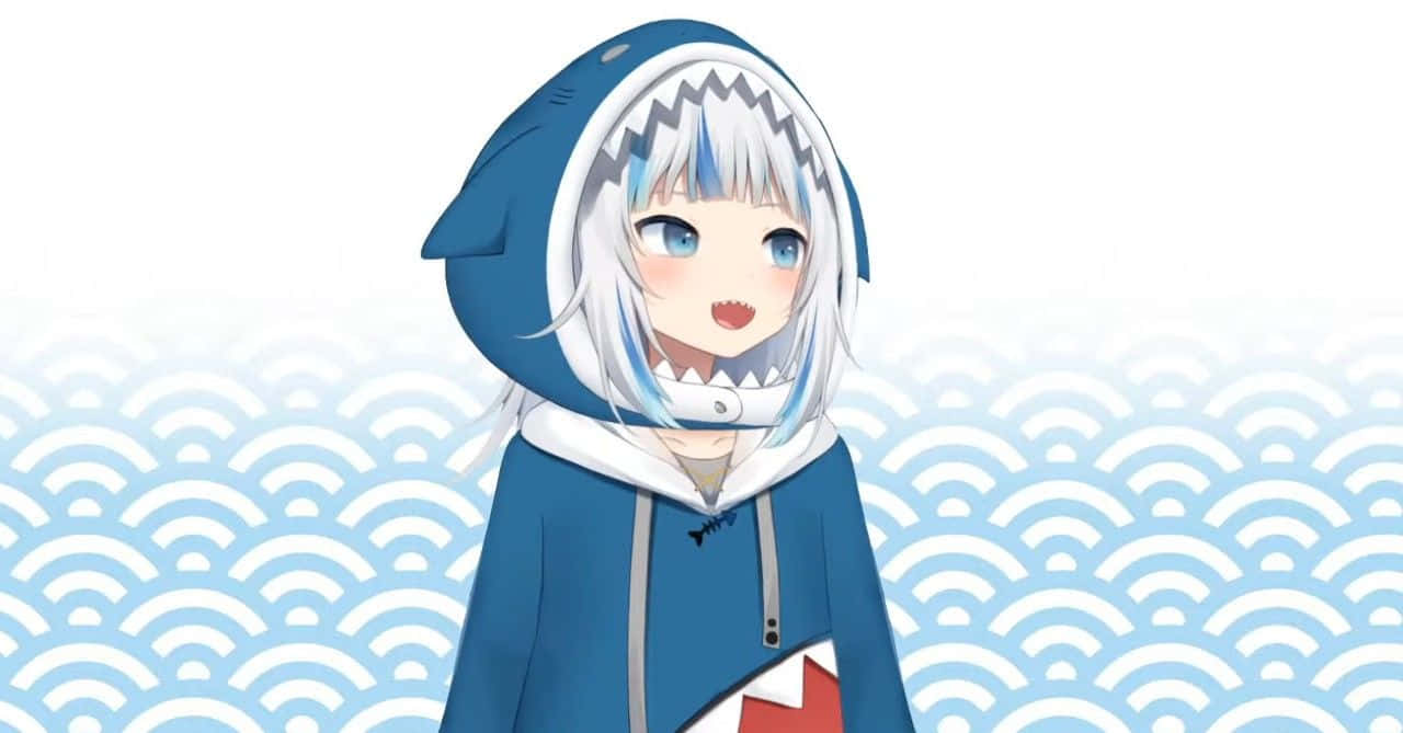 Gawr Gura, anime style, silver hair, HD Desktop Wallpaper