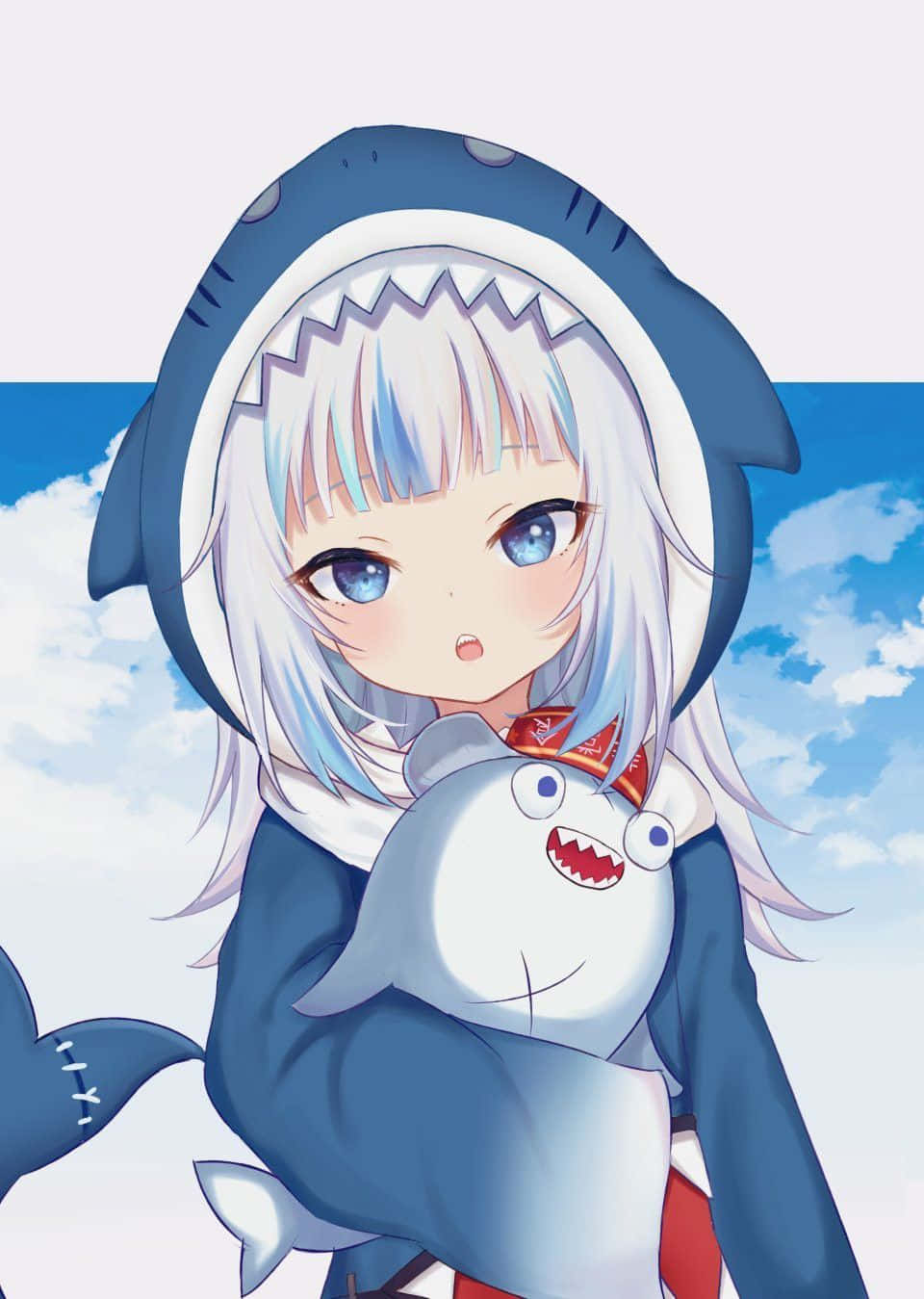 Gawr Gura, anime style illustration, shark hoodie, HD Phone Wallpaper