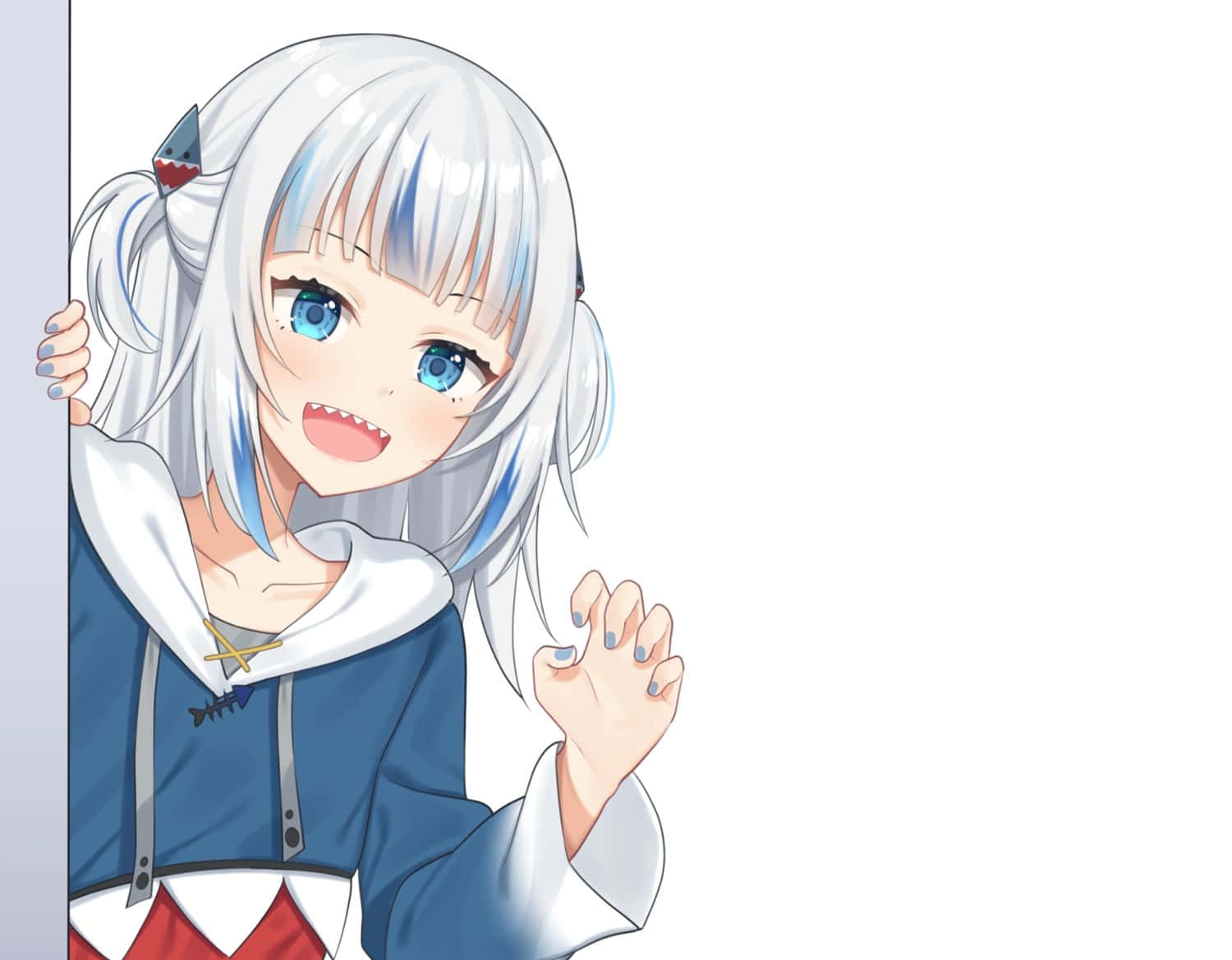 Gawr Gura, anime style, silver hair, HD Desktop Wallpaper