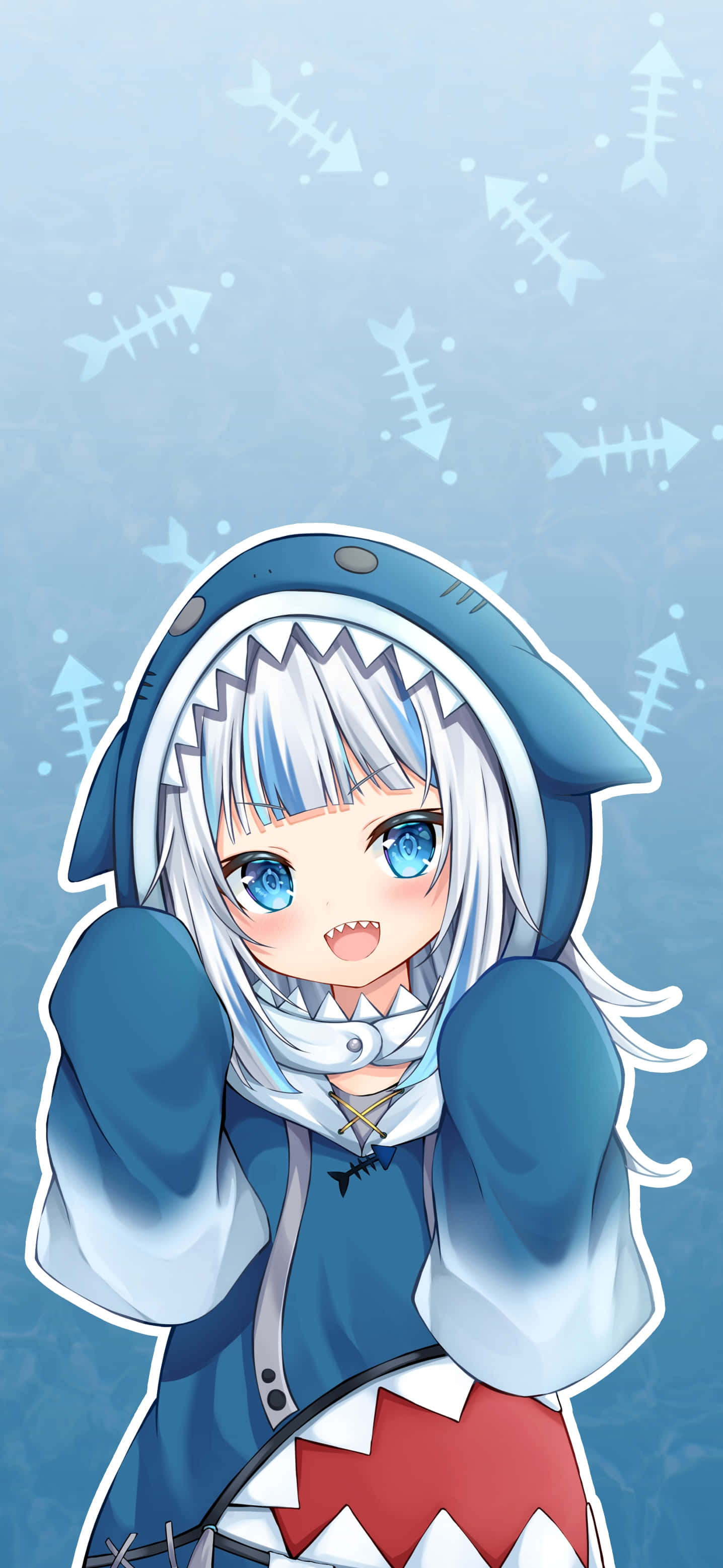 Gawr Gura, anime style, silver hair, 2K Phone Wallpaper