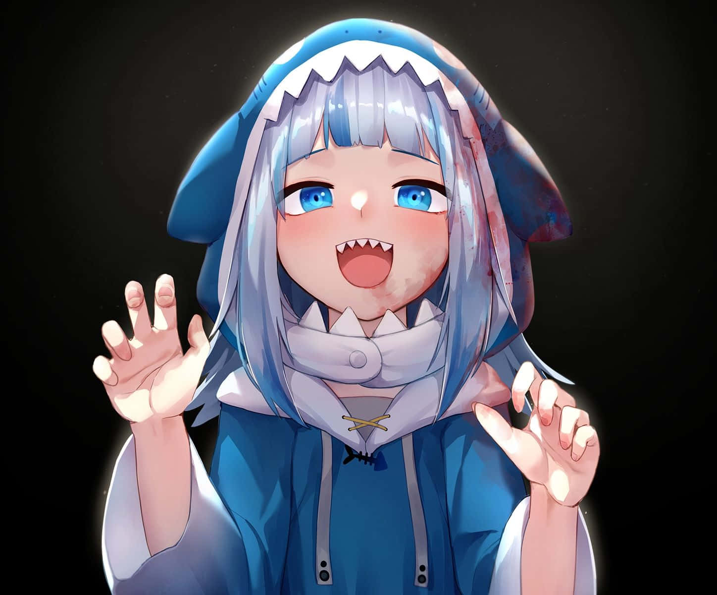 Gawr Gura, anime style, shark-themed hoodie, HD Desktop Wallpaper