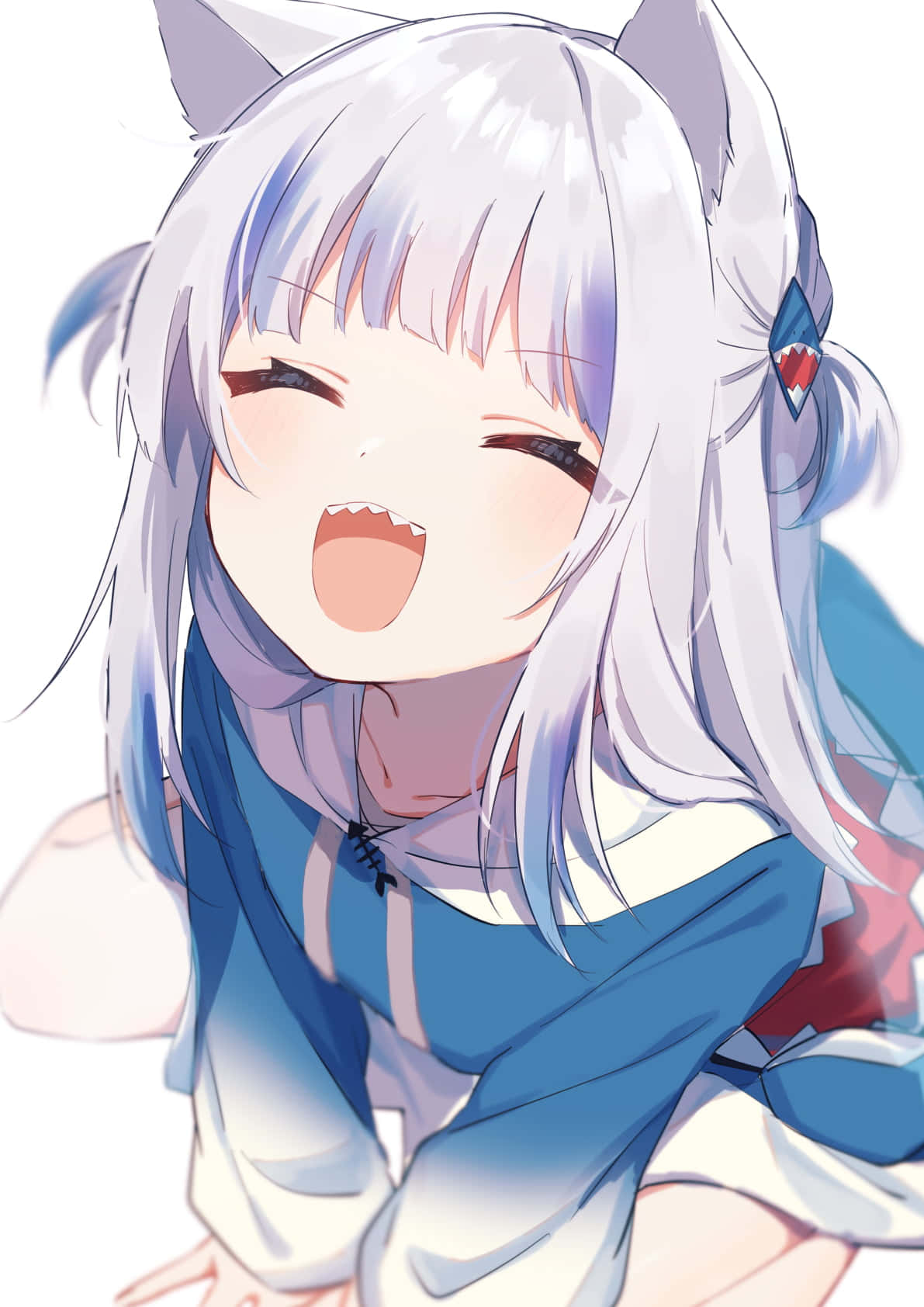Gawr Gura, anime style, silver hair, HD Phone Wallpaper
