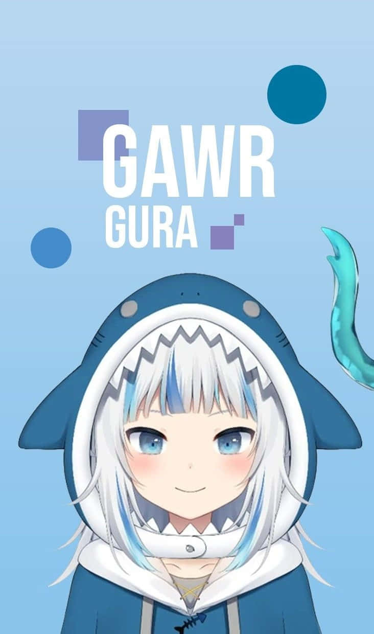 Gawr Gura, anime style, white hair, SD Phone Wallpaper