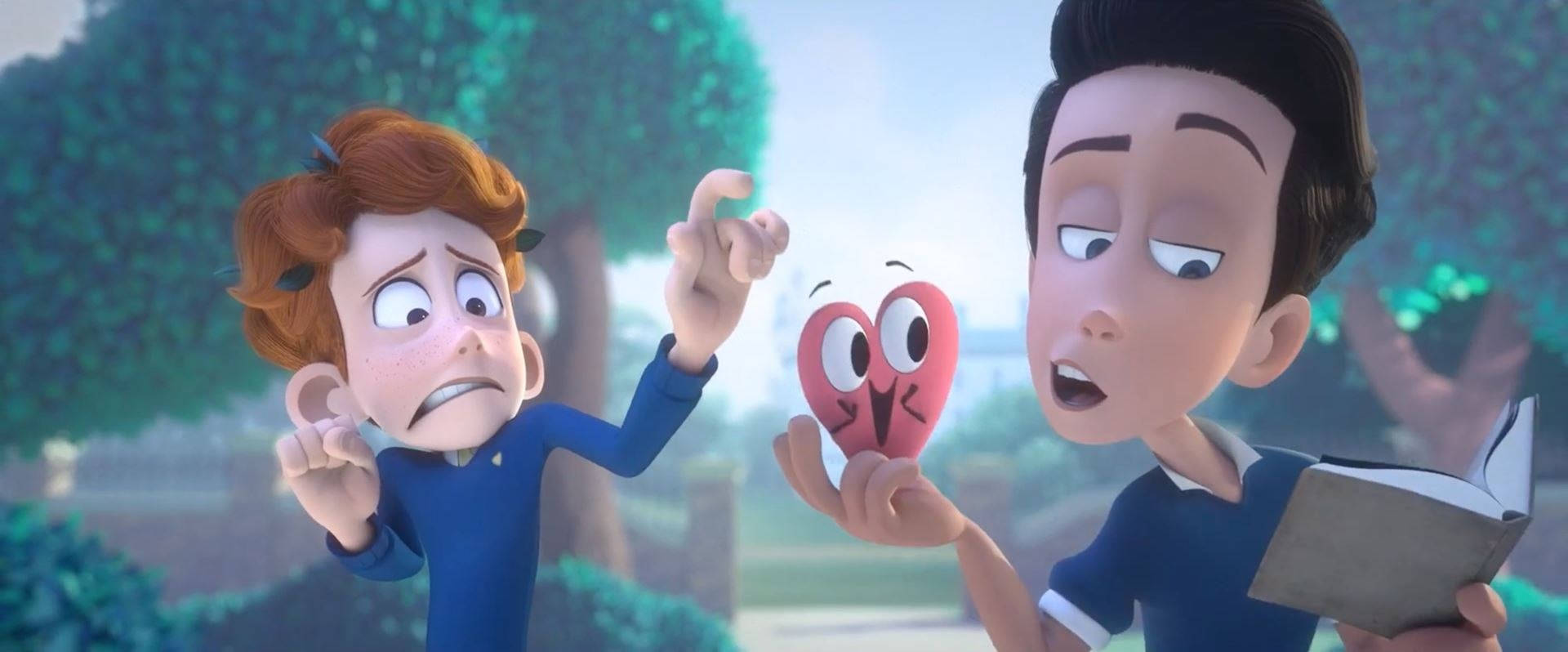 Gay Boy, cartoon heart, sunlit park, Full HD Desktop Wallpaper