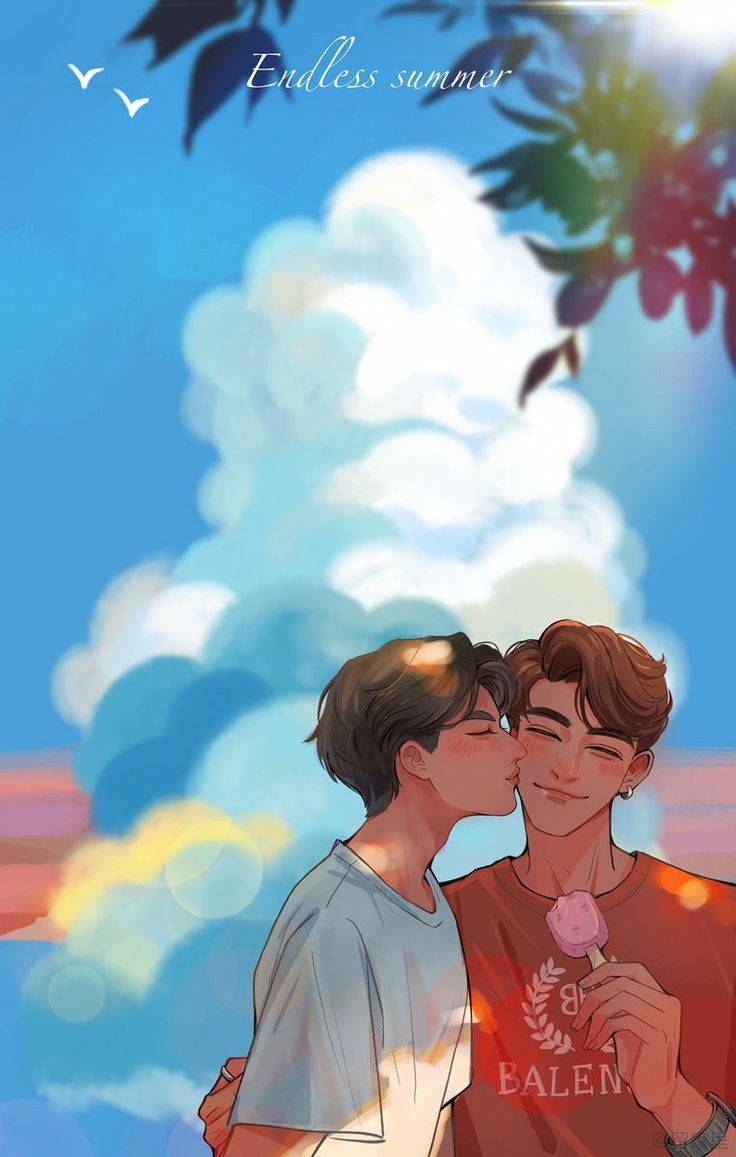 Gay Boy, bright blue sky, fluffy clouds, SD Phone Wallpaper