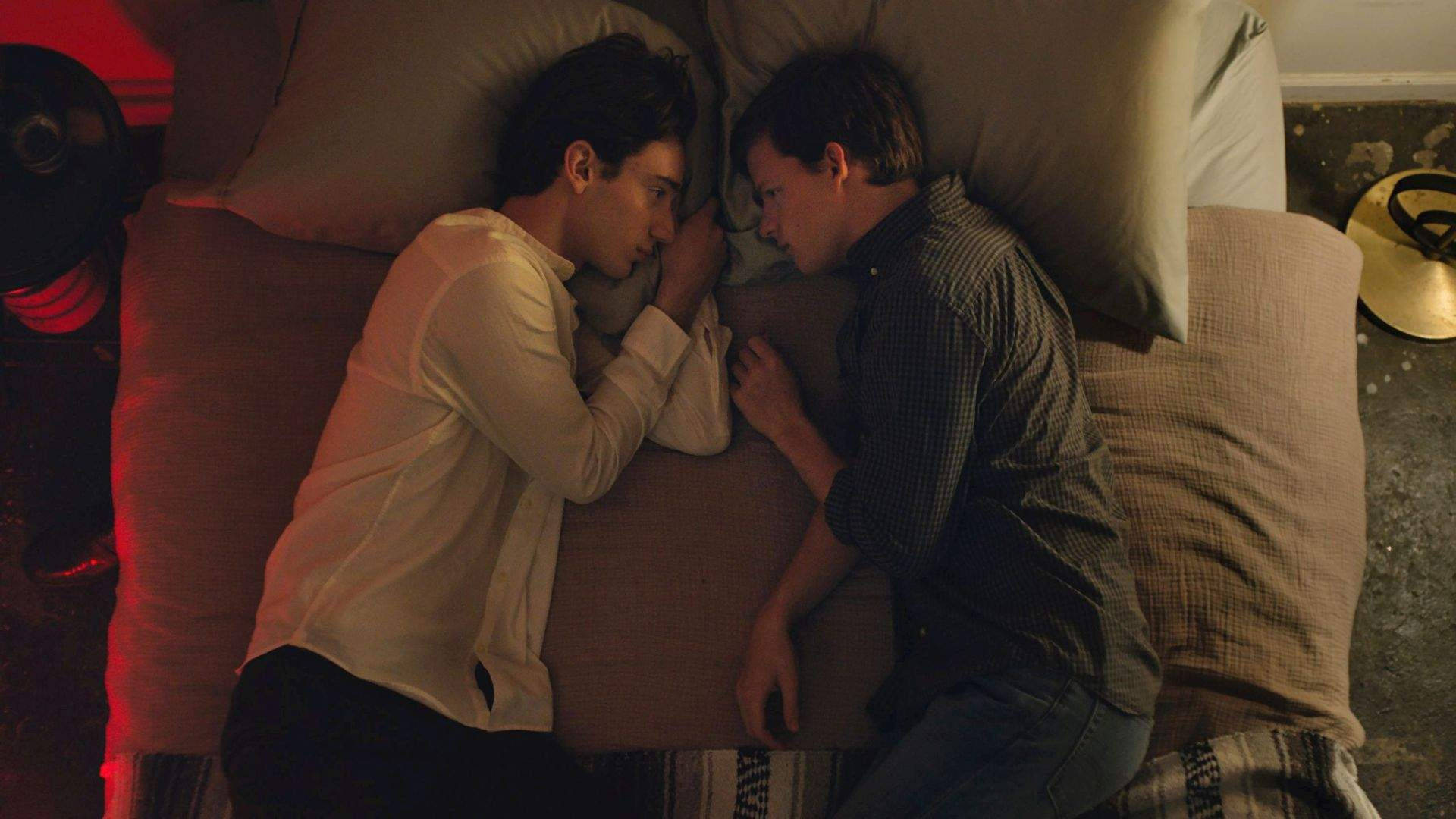 Gay Boy, couch, dim red light, Full HD Desktop Wallpaper