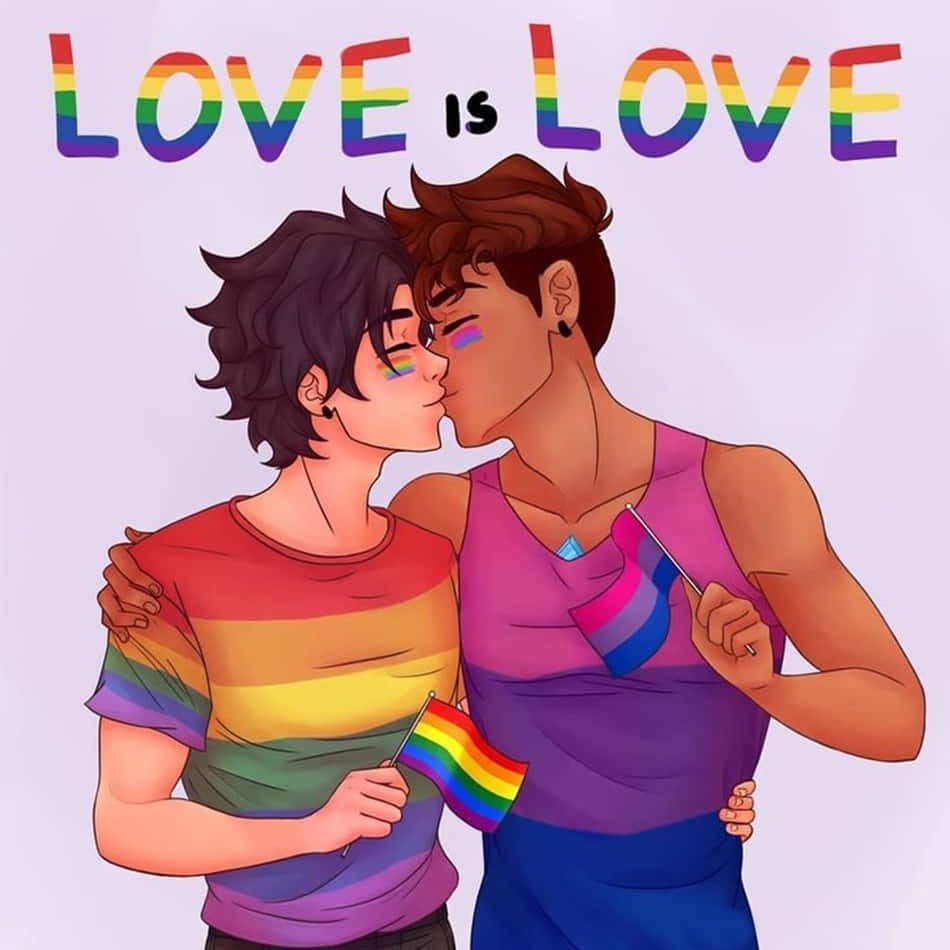 Lgbt Anime, Gay Boys, rainbow attire, SD Desktop Wallpaper