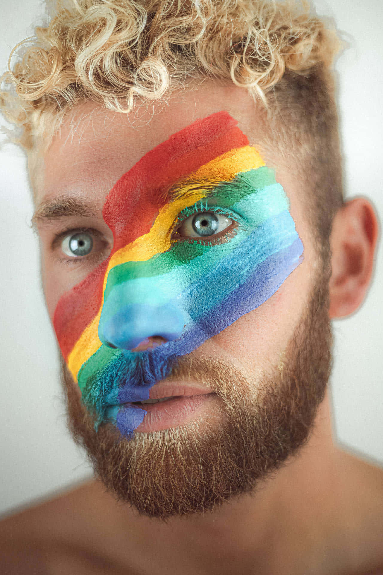 Gay Boys, rainbow paint, curly blonde hair, Full HD Phone Wallpaper