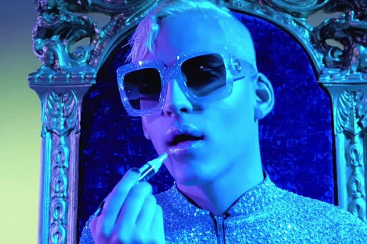 Gay Latino, blue highlight, neon blue lighting, SD Desktop Wallpaper