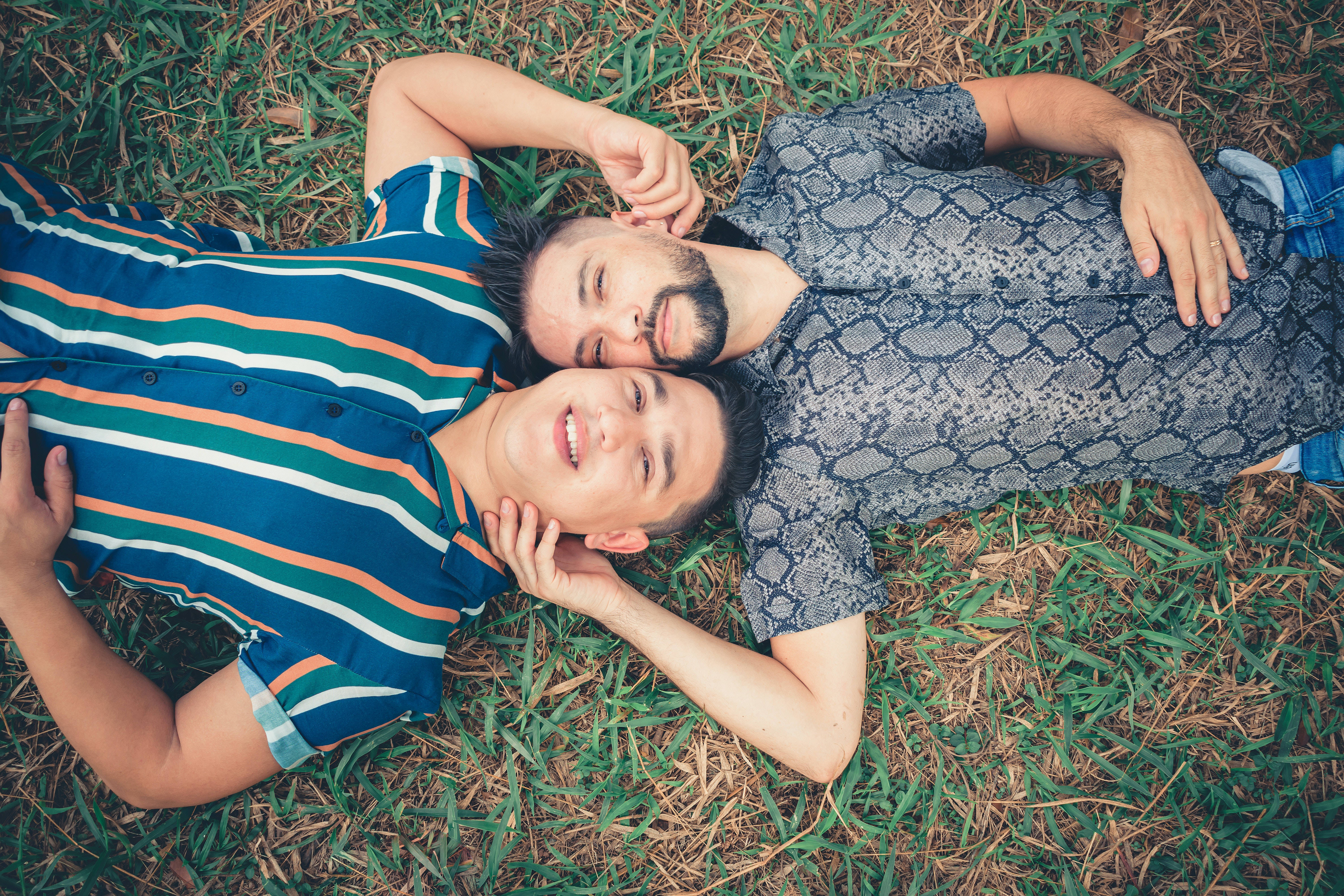 grass, outdoor moment, two smiling men, 5K Desktop Wallpaper