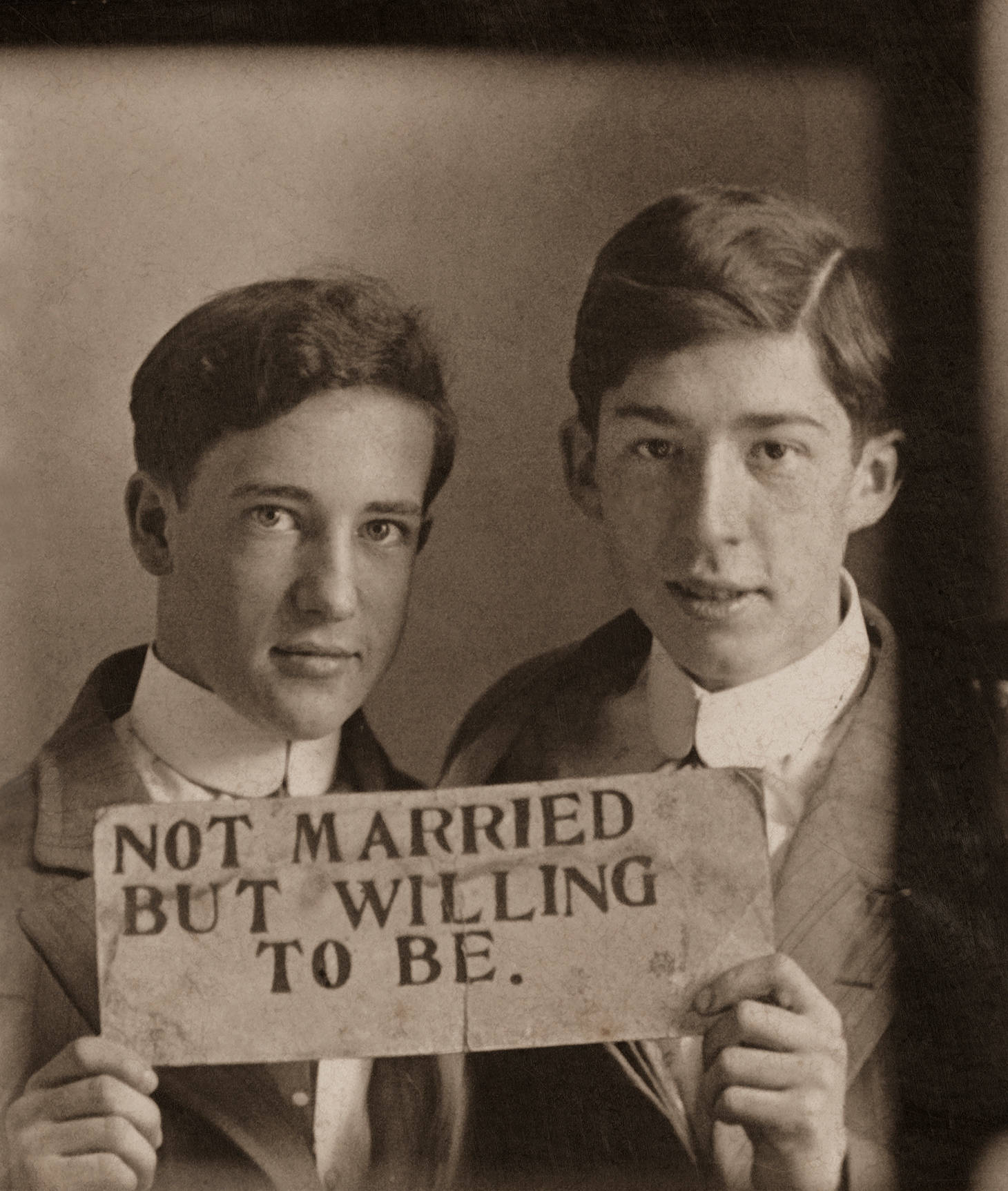 vintage suits, sepia-toned studio portrait, NOT MARRIED BUT WILLING TO BE, HD Phone Wallpaper