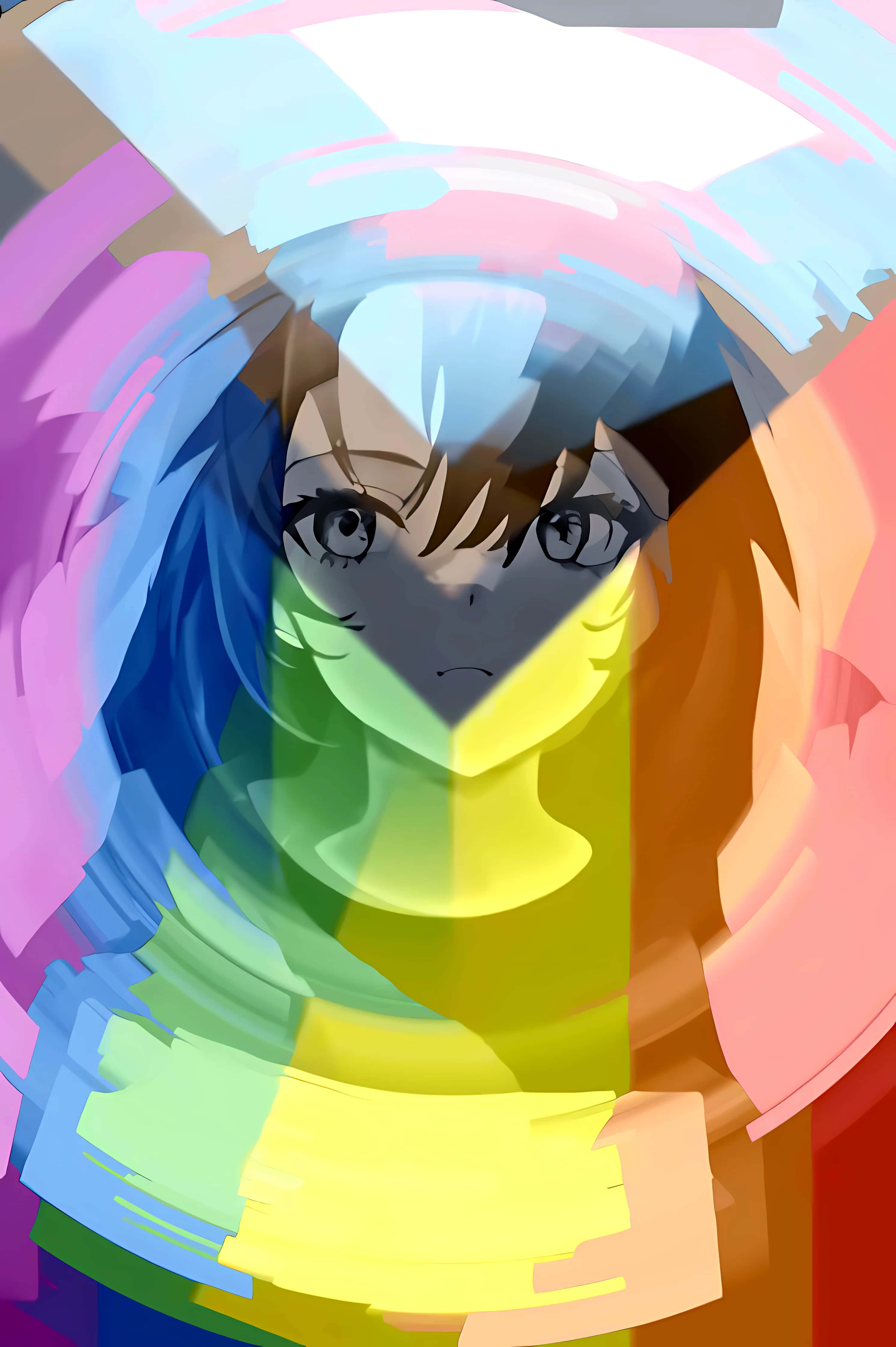 anime girl, blue hair, frown, 4K Phone Wallpaper
