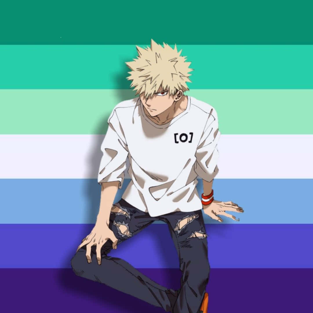 anime character, pride background, rainbow flag, SD Desktop Wallpaper