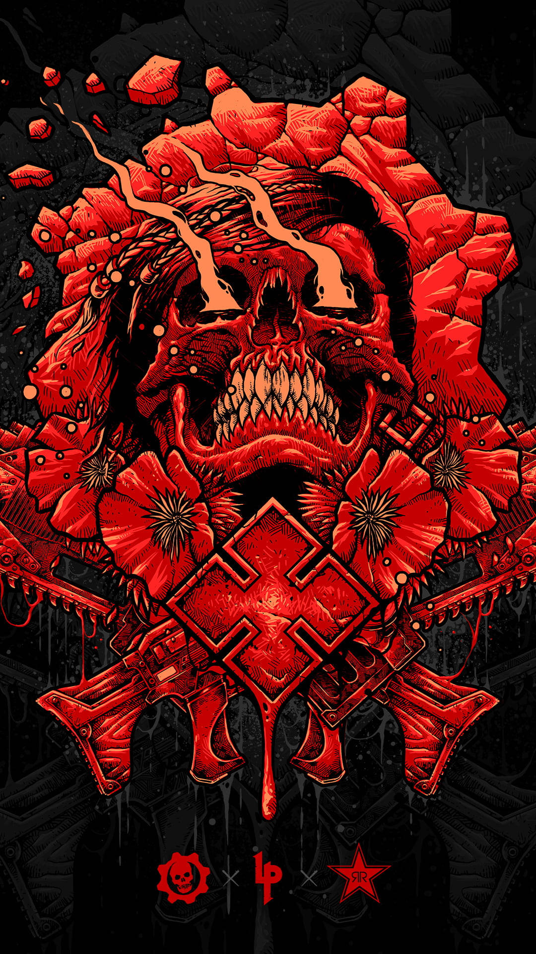 Gears 5, skull, red skull, Full HD Phone Wallpaper