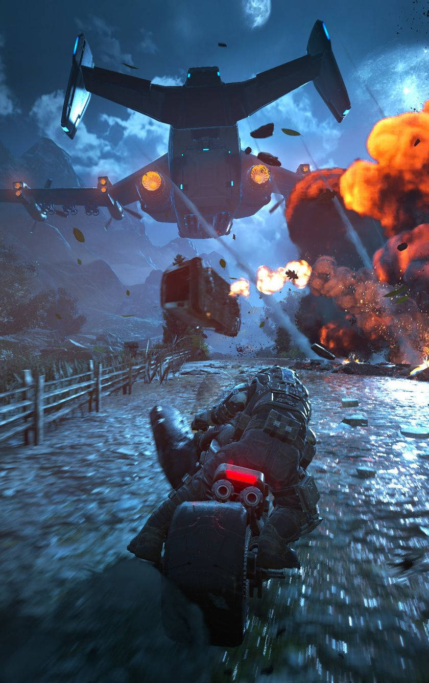Gears 5, warrior, motorcycle, HD Phone Wallpaper