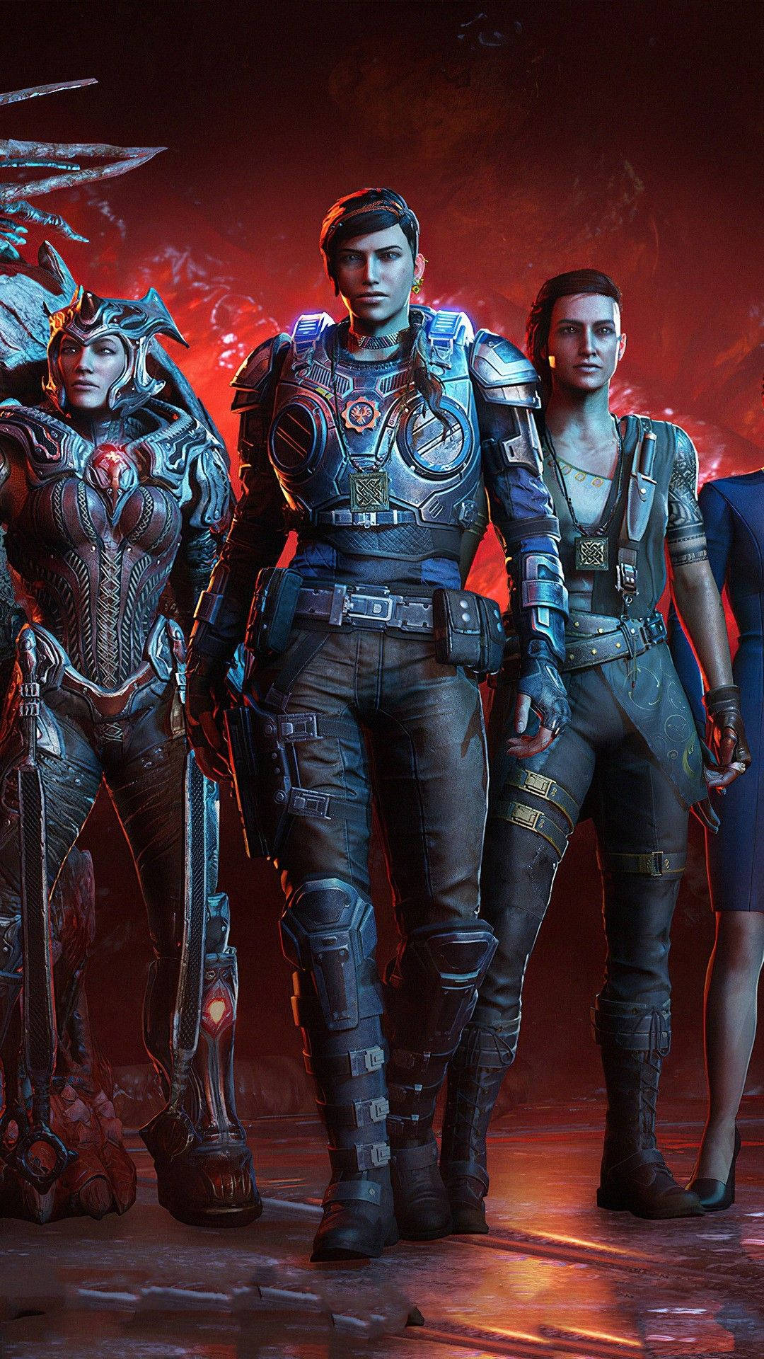 Gears 5, women warriors, armored warriors, Full HD Phone Wallpaper