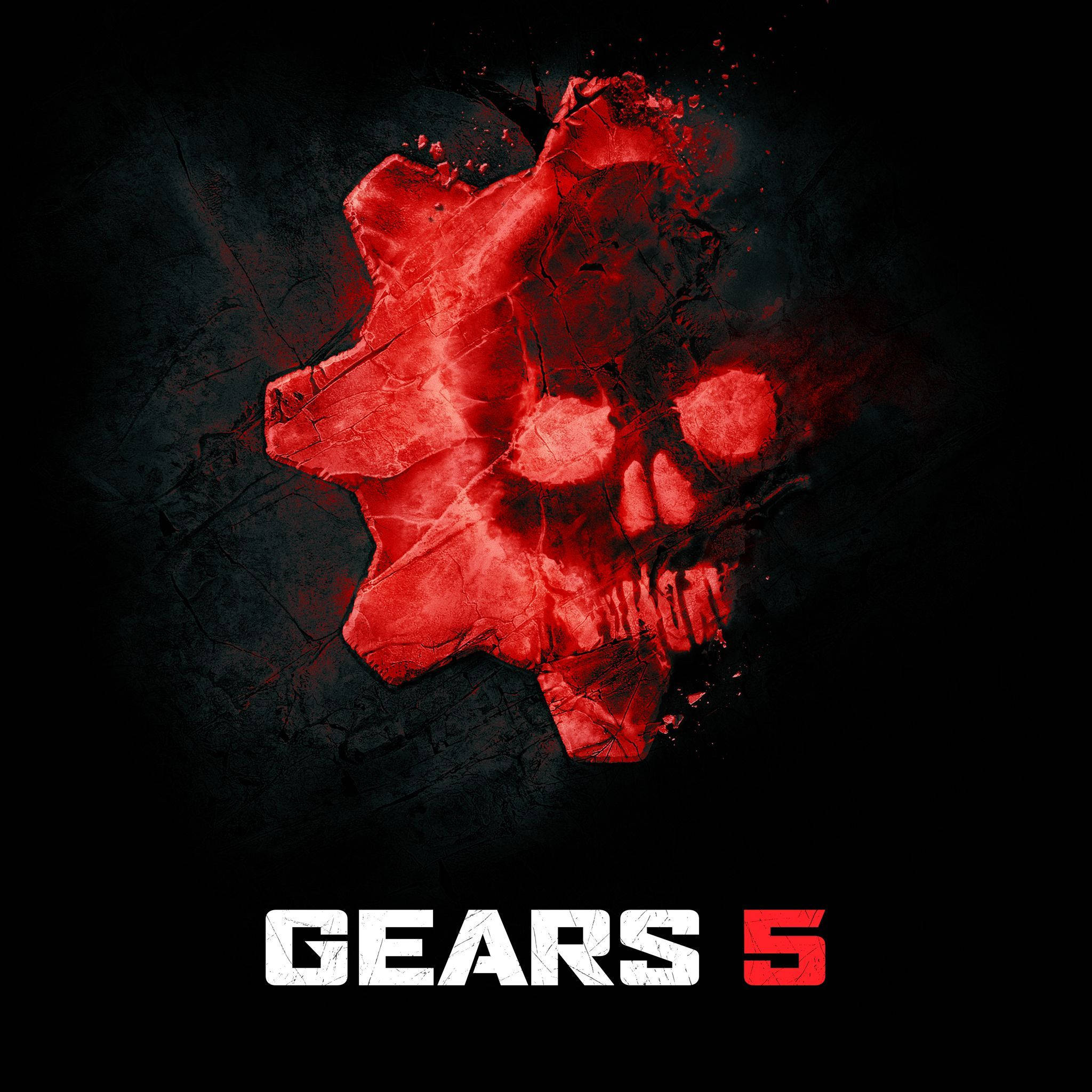Gears 5 Phone, red gear skull, cracked background, Full HD Desktop Wallpaper