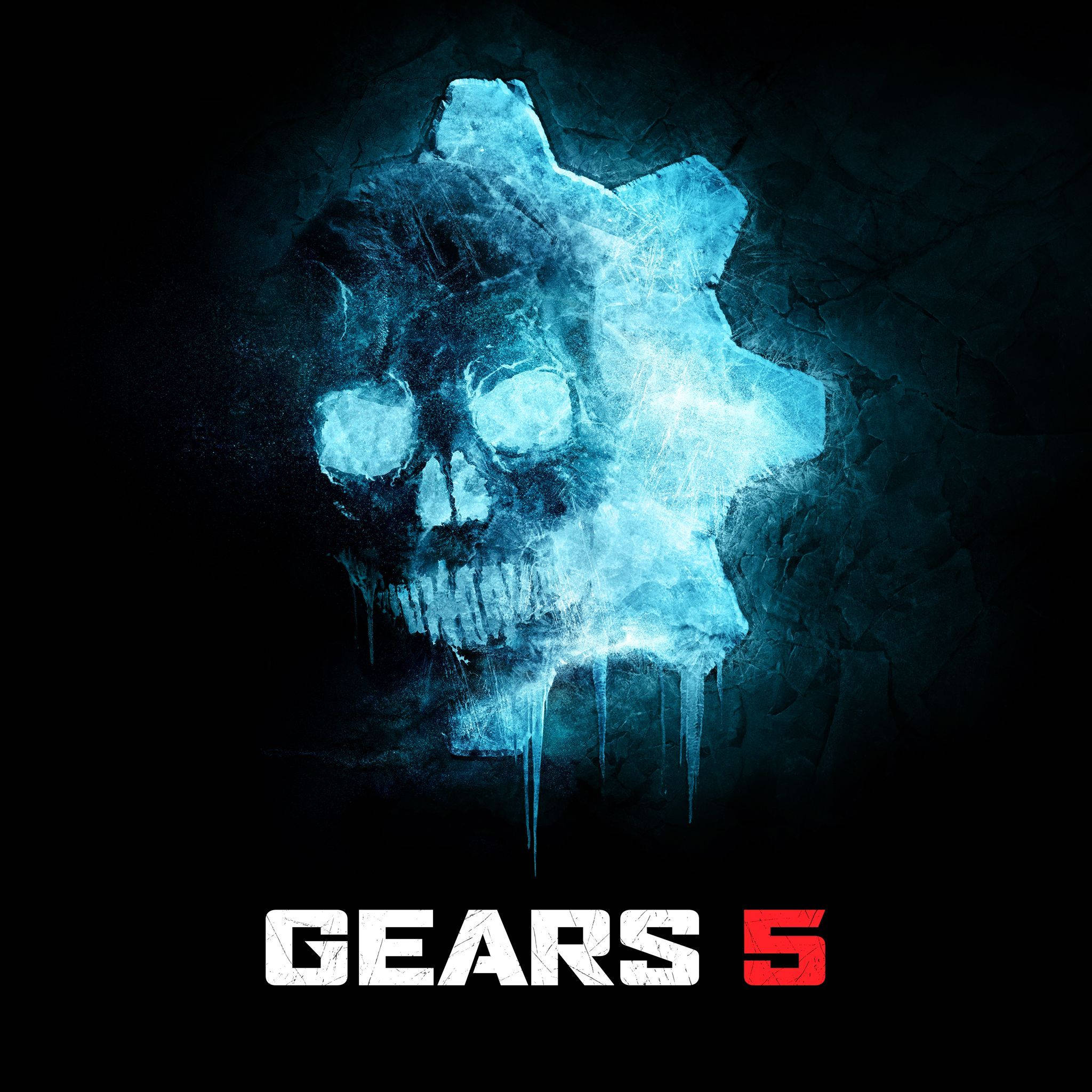 Gears 5 Phone, blue skull, gear, Full HD Desktop Wallpaper