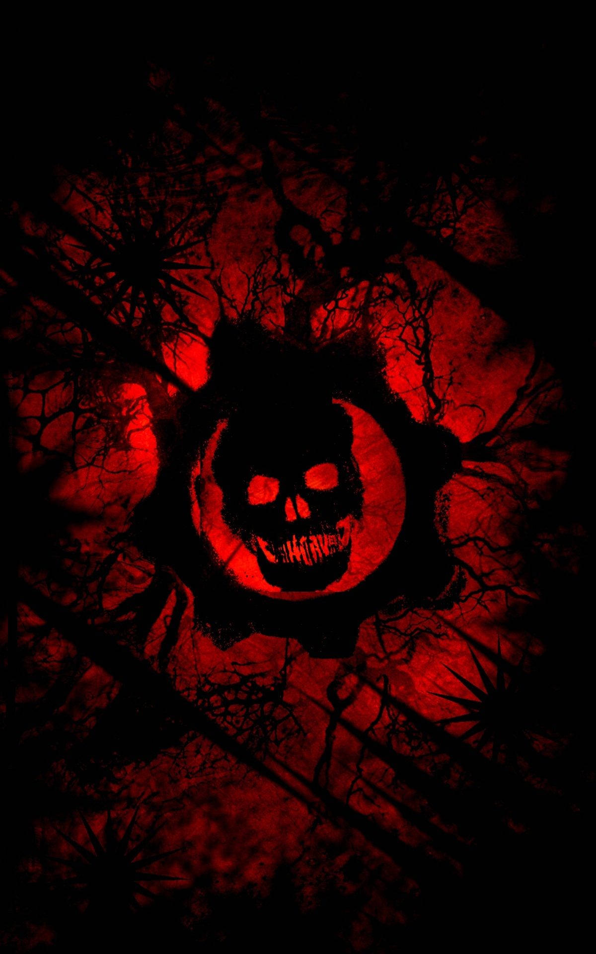 Gears 5 Phone, spooky red logo, menacing skull, Full HD Phone Wallpaper