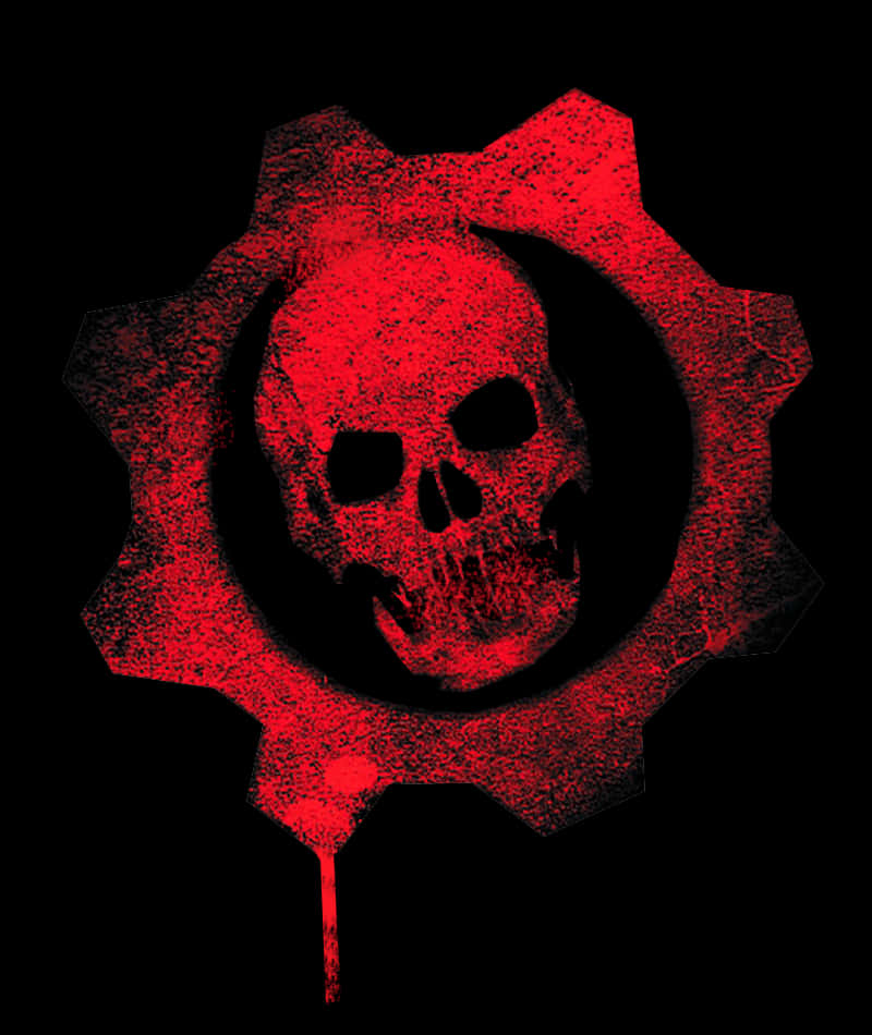 Gears of War 1, red skull, gear symbol, SD Phone Wallpaper