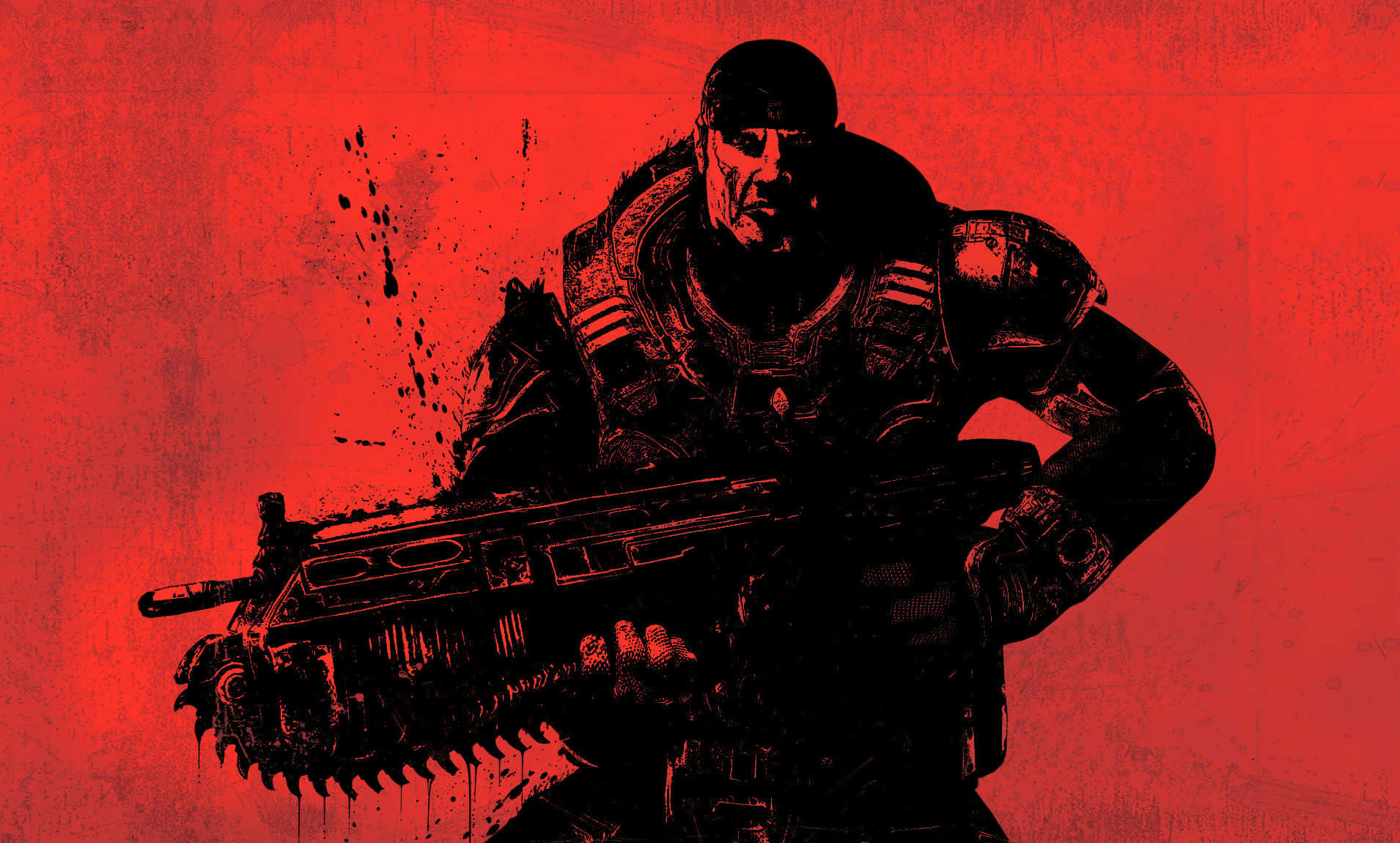 Gears of War 1, chainsaw gun, soldier, HD Desktop Wallpaper