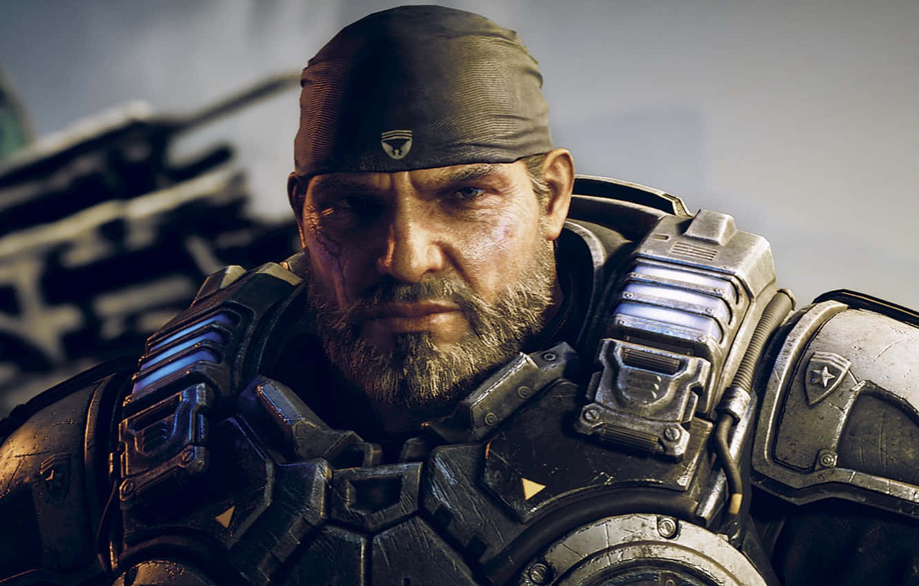 Gears Of War 1, bearded soldier, heavy futuristic armor, HD Desktop Wallpaper