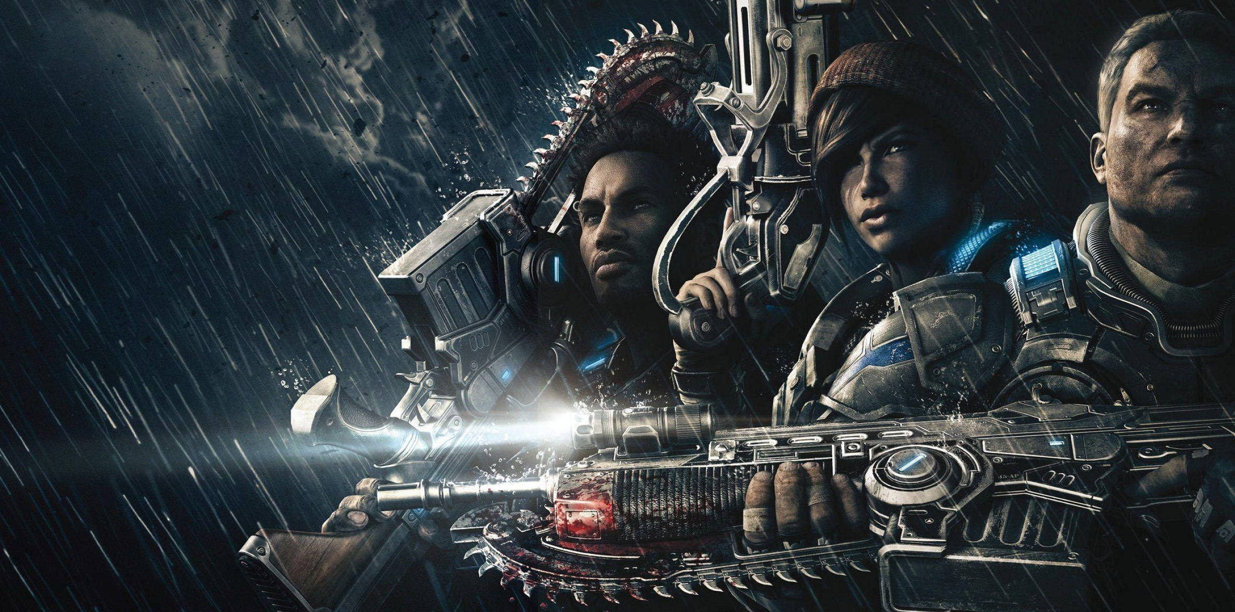 Gears Of War 4, character, under the rain, Full HD Desktop Wallpaper