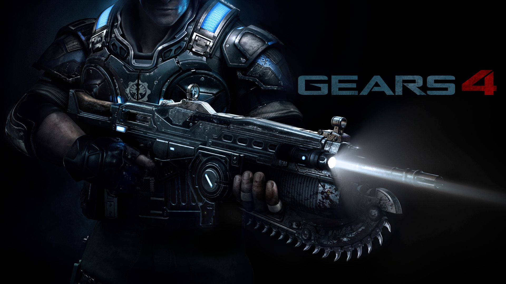 Gears Of War 4, dark armor, glowing futuristic weapon, Full HD Desktop Wallpaper