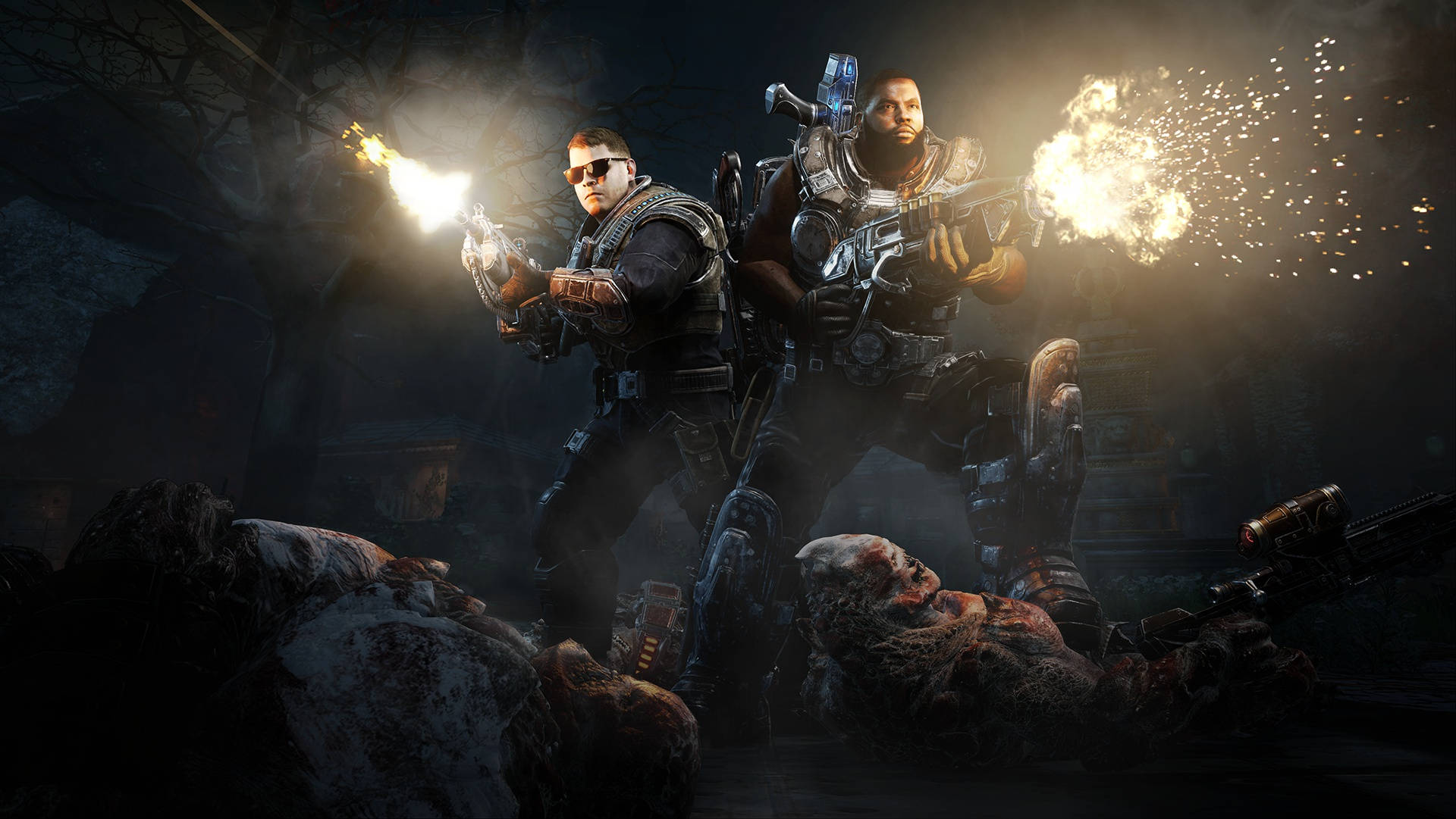 Gears Of War 4, armored soldiers, glowing weapons, Full HD Desktop Wallpaper