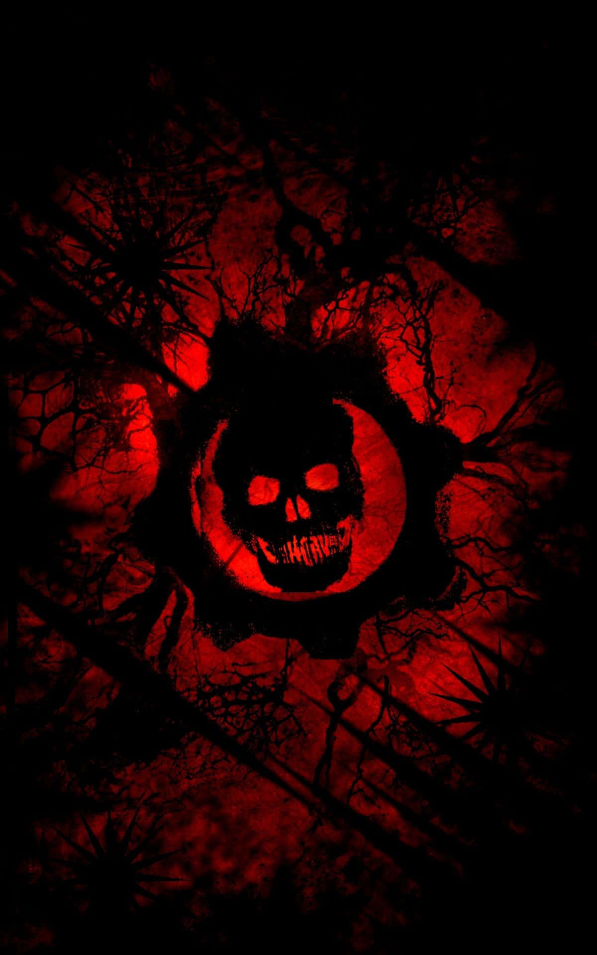 Gears Of War 5, glowing red skull, jagged teeth, Full HD Phone Wallpaper