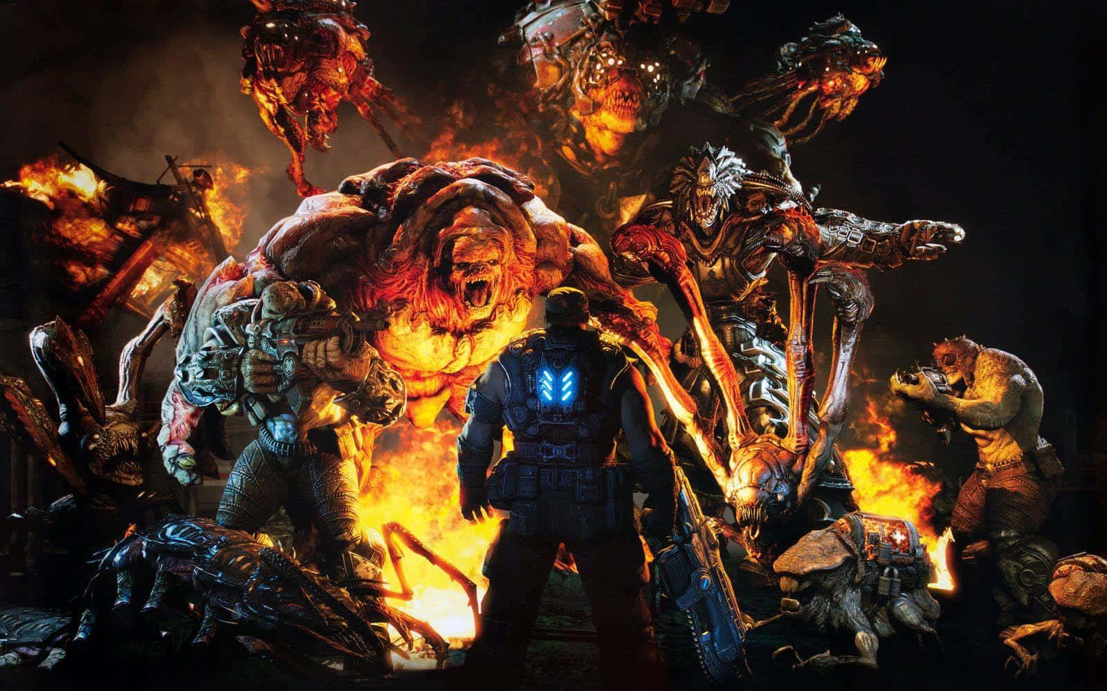Gears Of War 5, glowing armor, horde of monstrous enemies, HD Desktop Wallpaper
