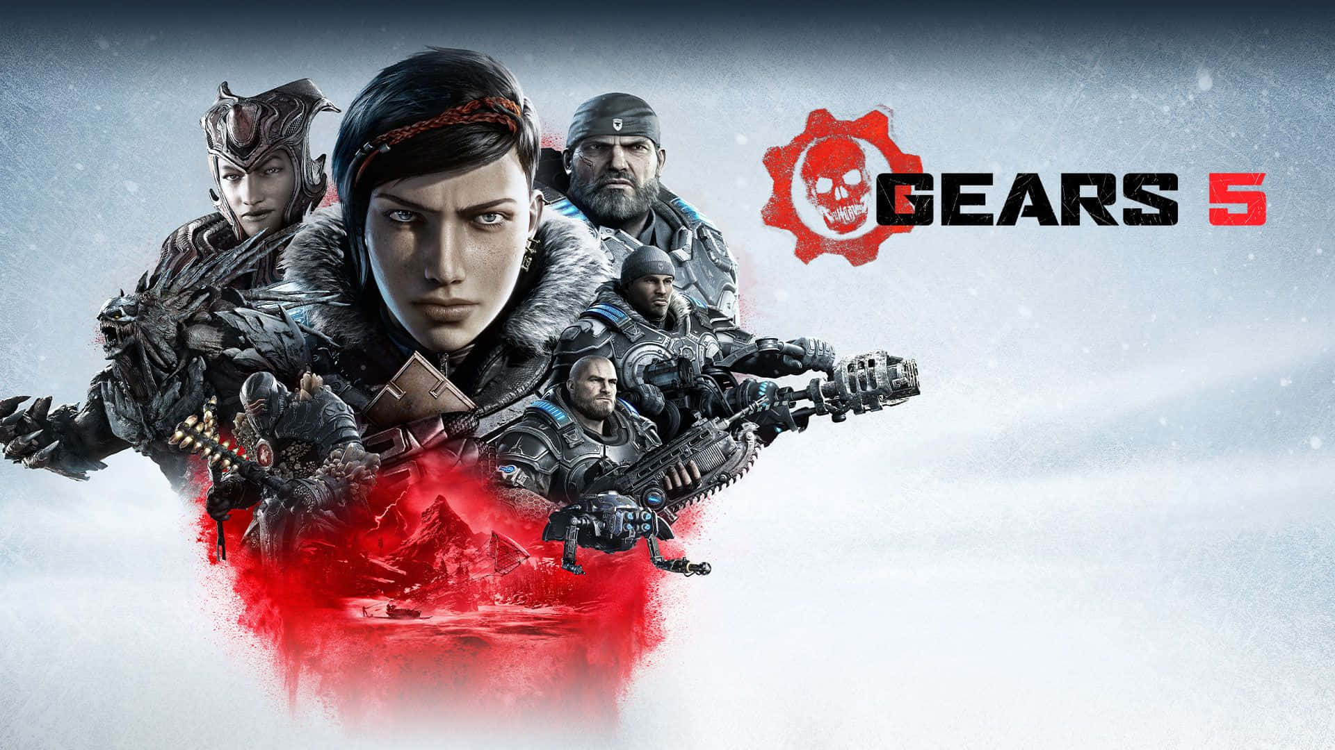 Gears of War 5, armored warriors, snowy backdrop, Full HD Desktop Wallpaper