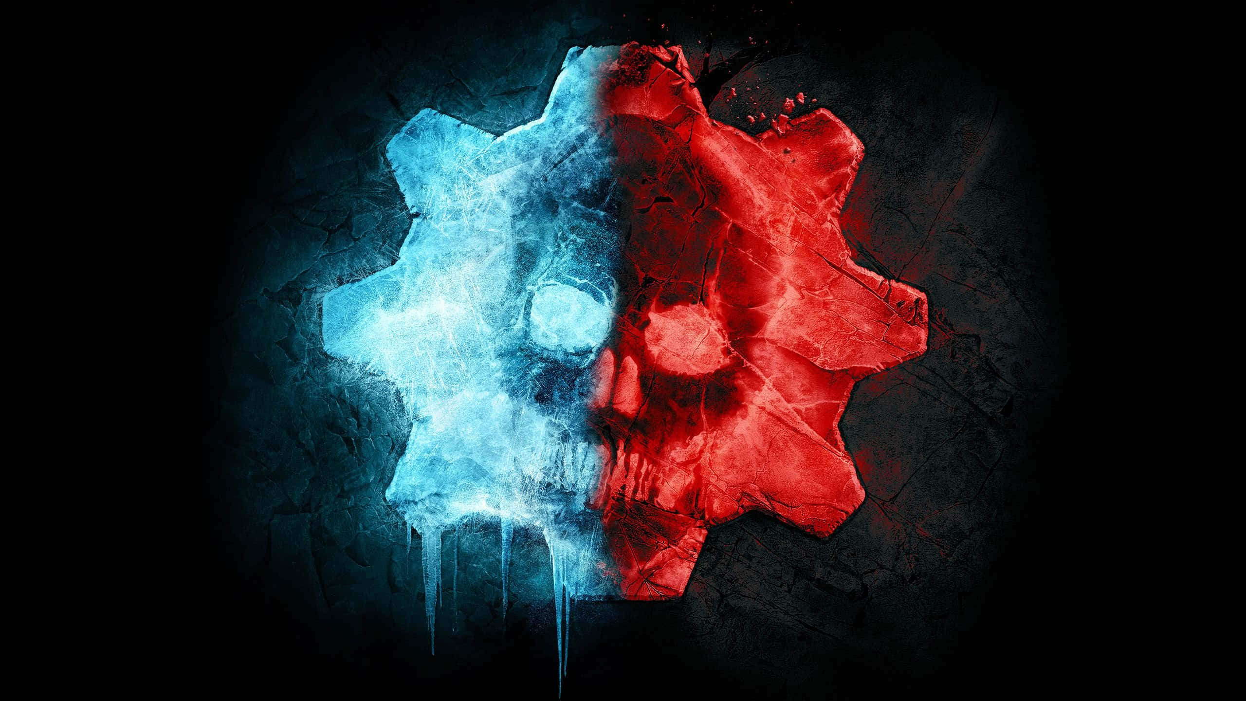 Gears Of War 5, red and blue logo, blue ice, 2K Desktop Wallpaper