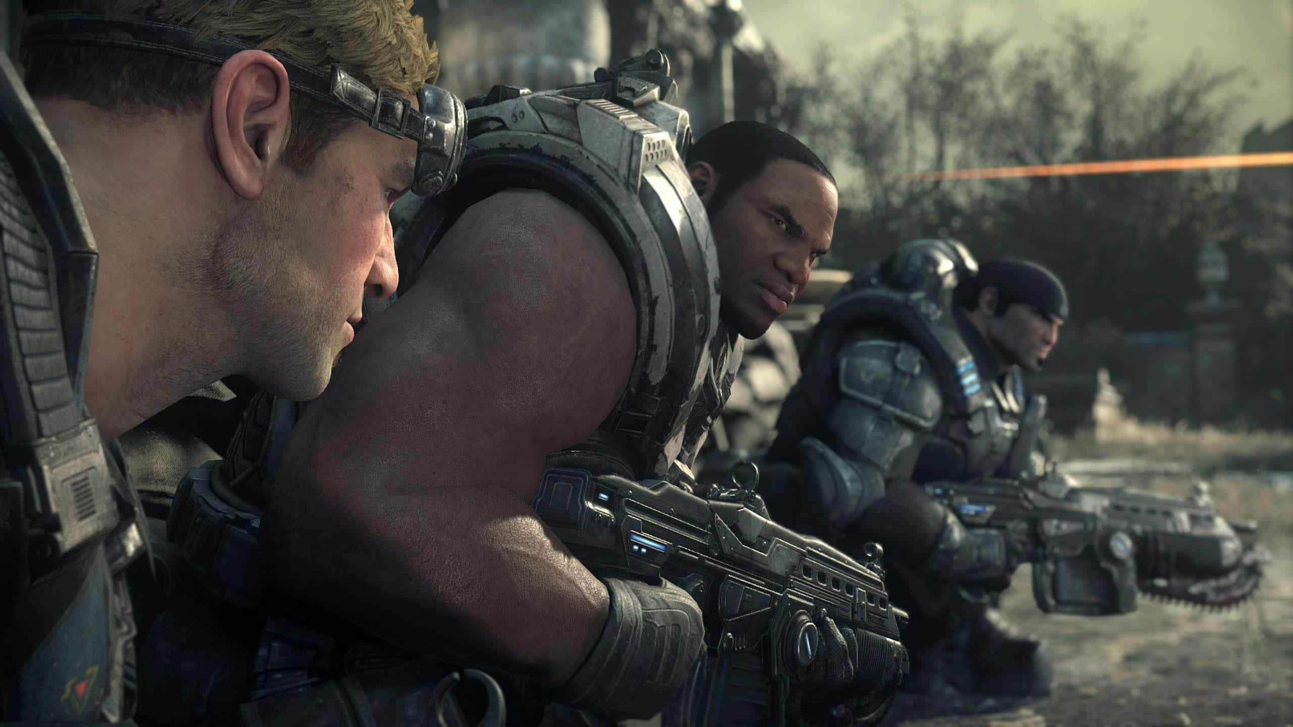 Gears Of War Ultimate Edition, squad preparedness, heavily armed soldiers, 2K Desktop Wallpaper