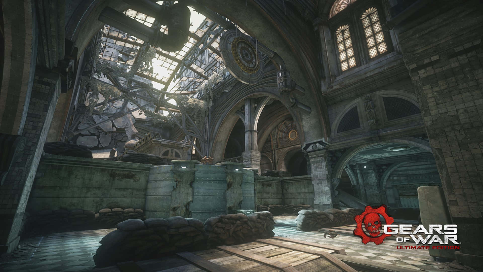 Gears Of War Ultimate Edition, dilapidated interior, ruined cathedral, Full HD Desktop Wallpaper