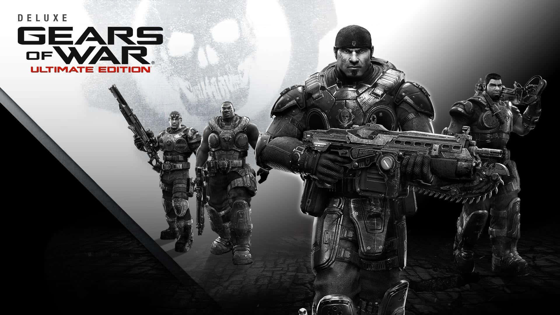 Gears Of War Ultimate Edition, skull emblem, armored soldiers, Full HD Desktop Wallpaper