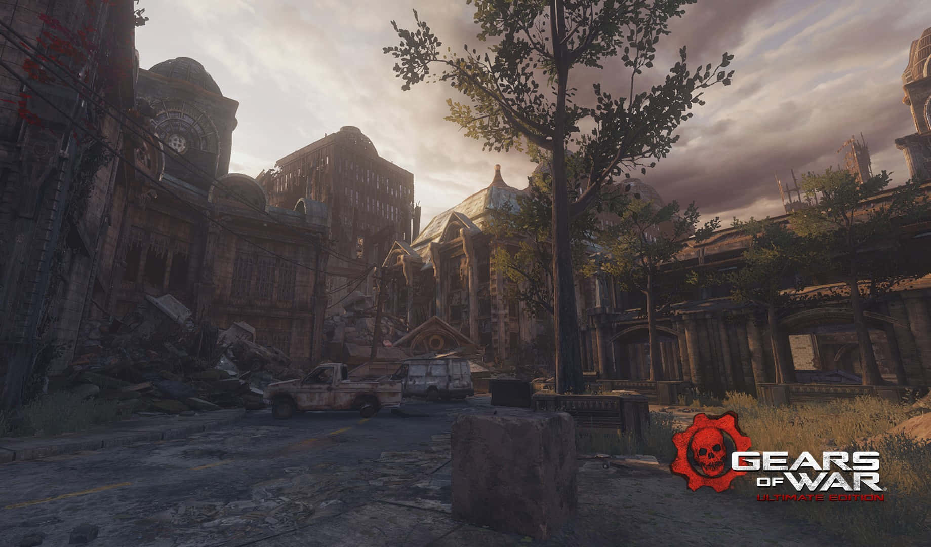 Gears Of War Ultimate Edition, dilapidated cityscape, crumbling buildings, HD Desktop Wallpaper