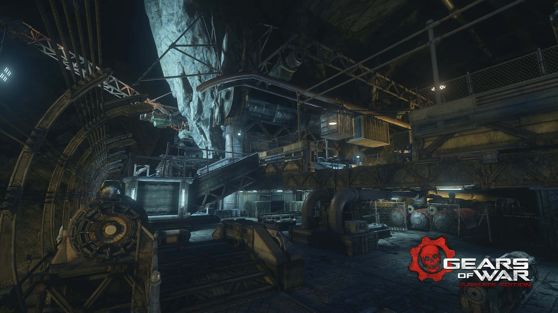 Gears Of War Ultimate Edition, industrial underground facility, rusted metal structures, Full HD Desktop Wallpaper
