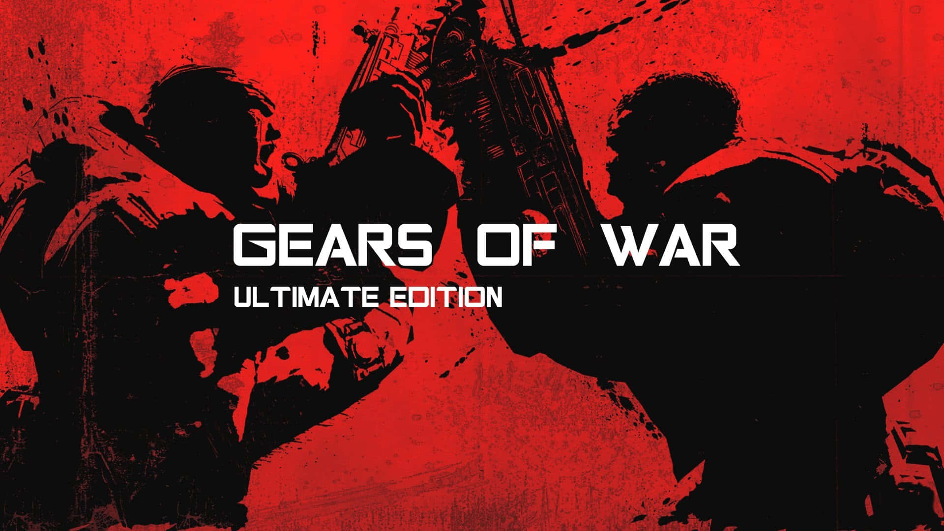 Gears of War Ultimate Edition, red silhouette, three silhouetted soldiers, Full HD Desktop Wallpaper