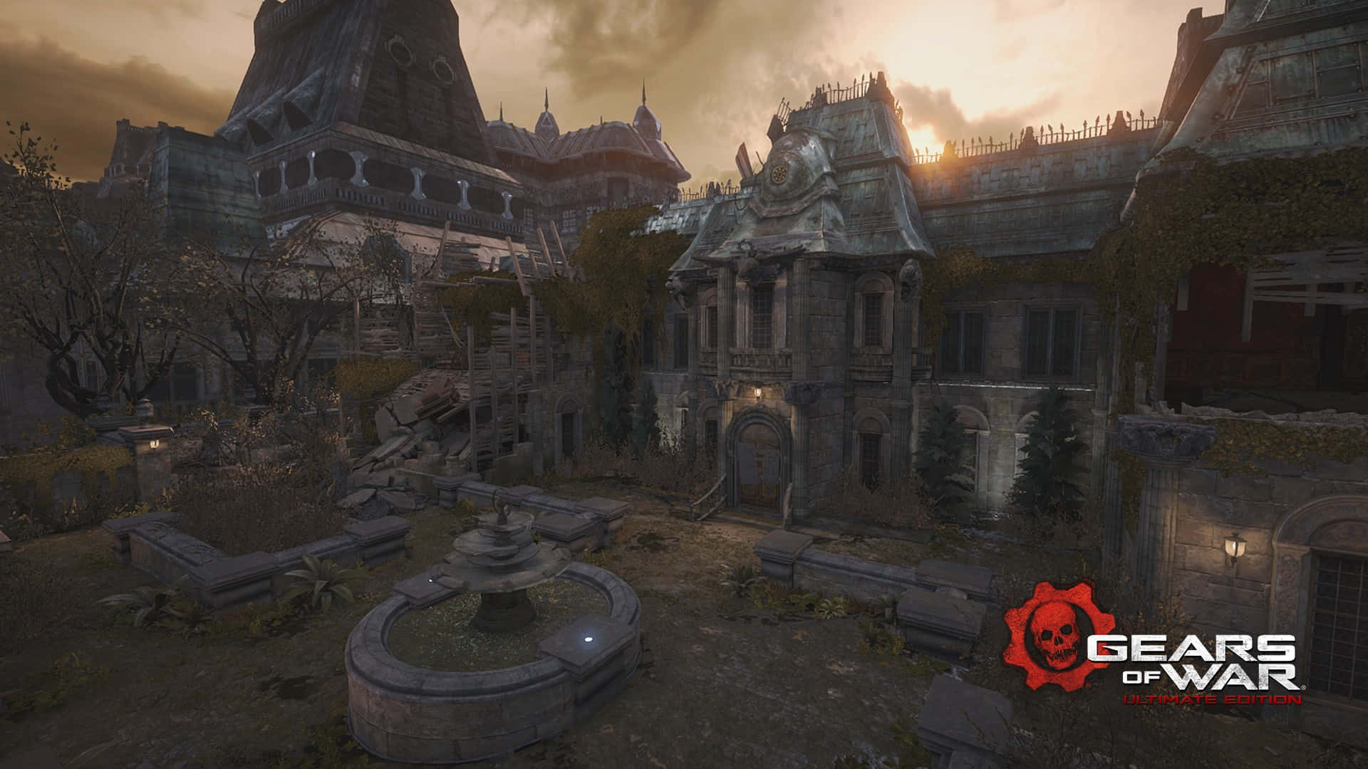 Gears Of War Ultimate Edition, courtyard, sunset, Full HD Desktop Wallpaper