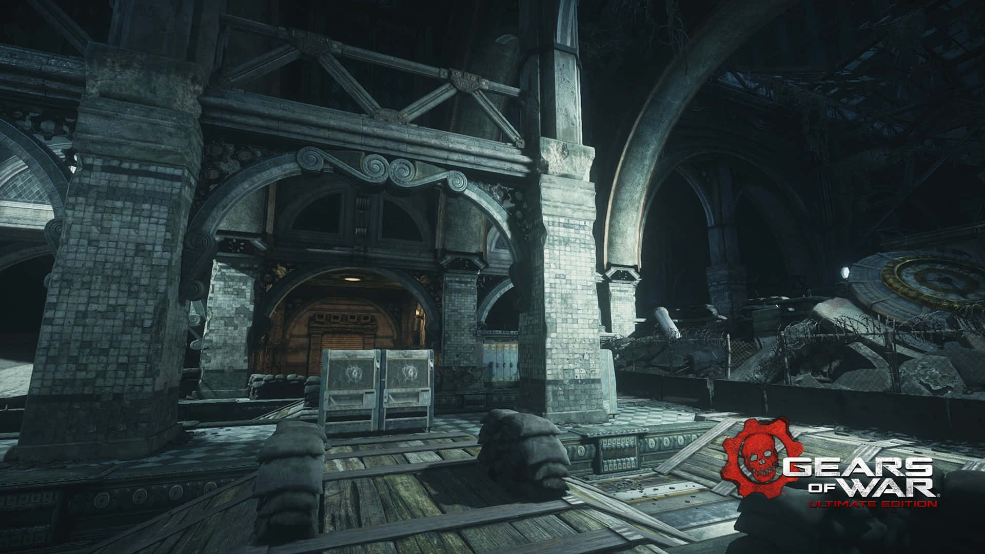 Gears Of War Ultimate Edition, abandoned cathedral interior, crumbling stone cathedral, Full HD Desktop Wallpaper