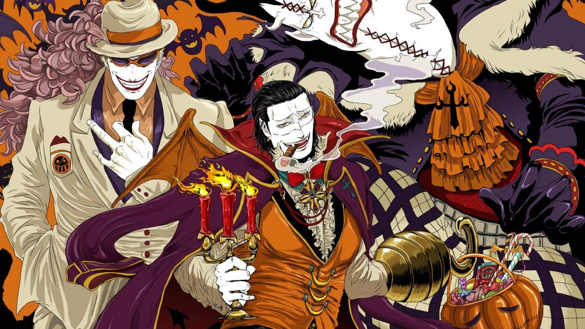Gecko Moria, Halloween costumes, candles, Full HD Desktop Wallpaper