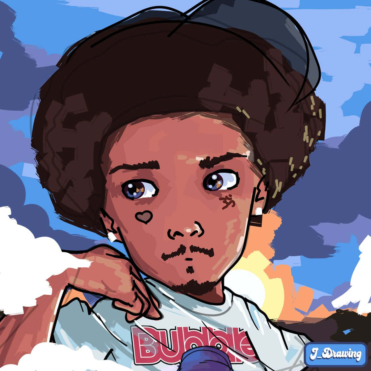 Gee Money, afro, heart tattoo, SD Desktop Wallpaper