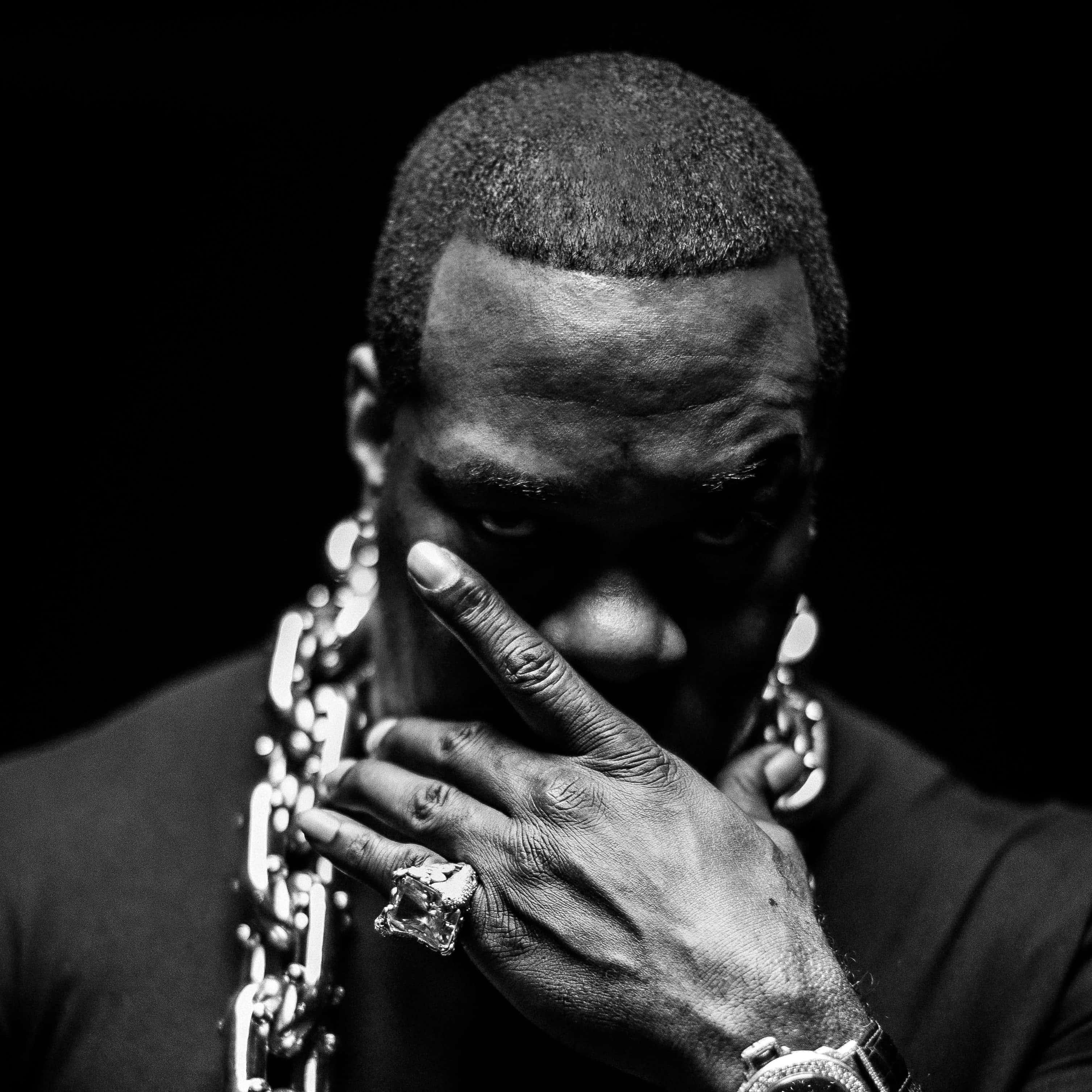 Gee Money, black and white portrait, man, 2K Desktop Wallpaper