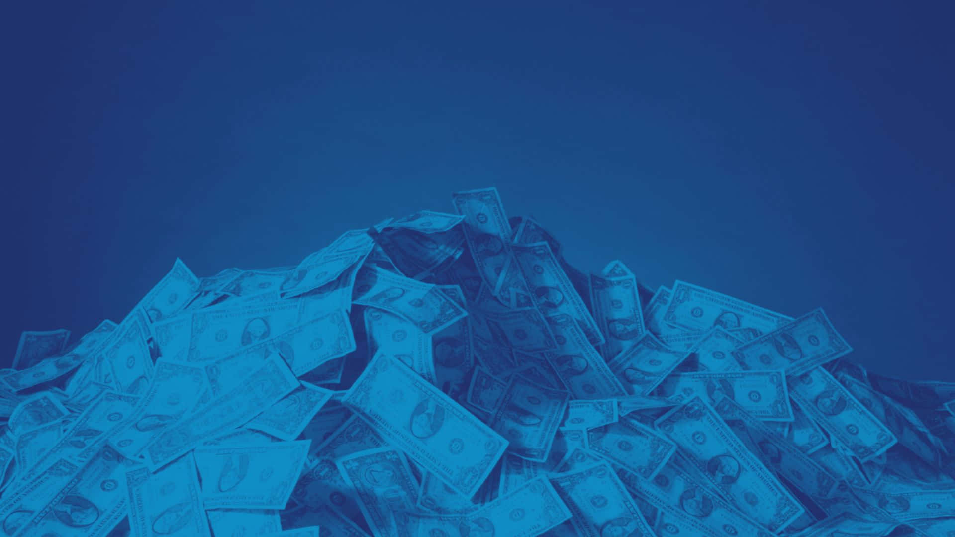 US dollar bills, cool blue light, gradient blue background, Full HD Desktop Wallpaper